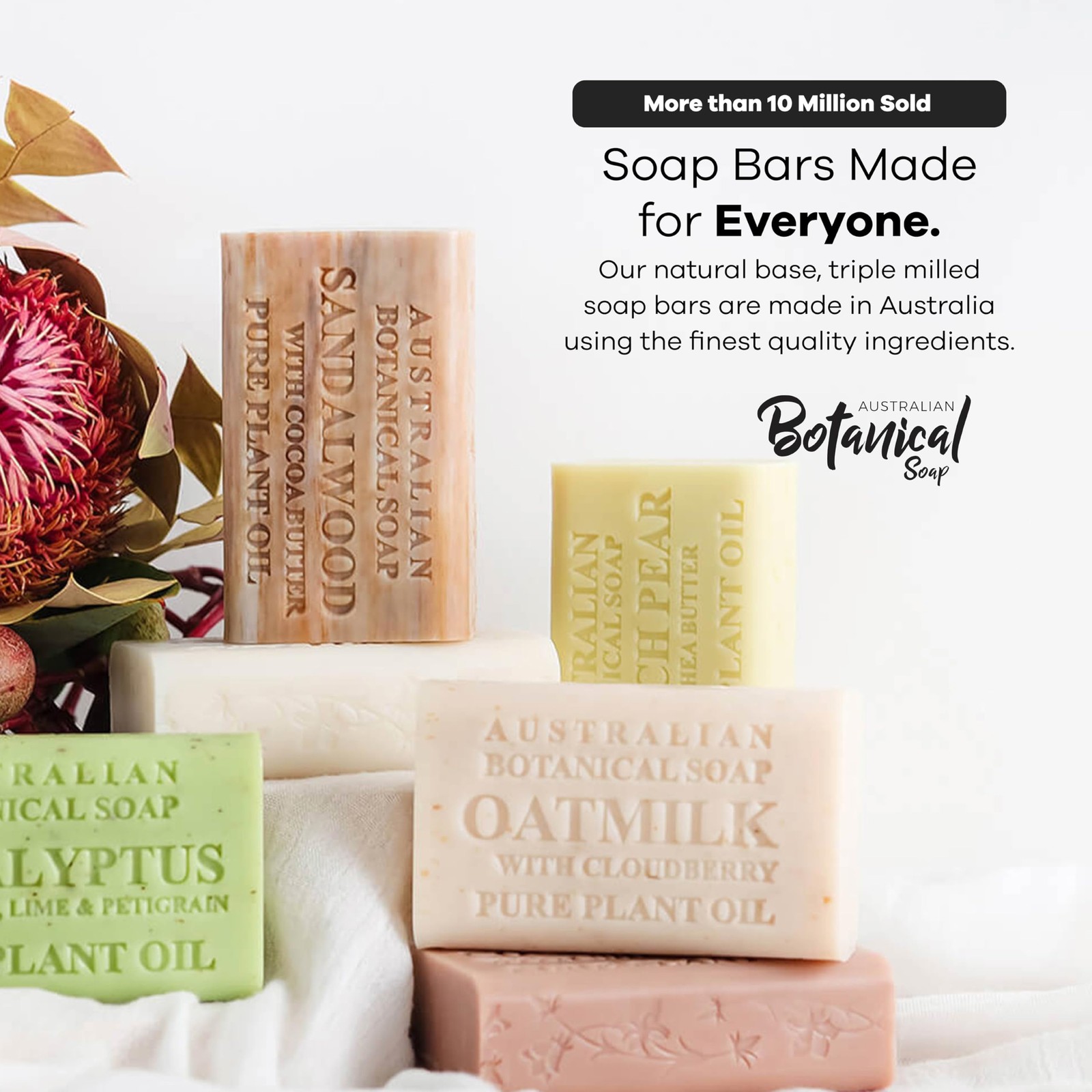 Australian Botanical Soap Variety Pack, 6.6 oz Bars – Goat Milk, Eucalyptus, …