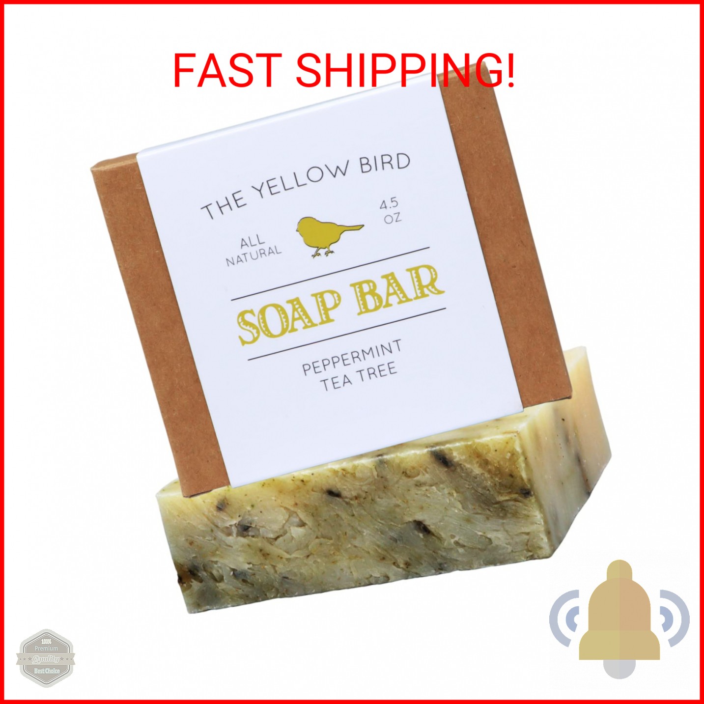 The Yellow Bird Peppermint Tea Tree Soap Bar. Made In USA with All Natural & Org