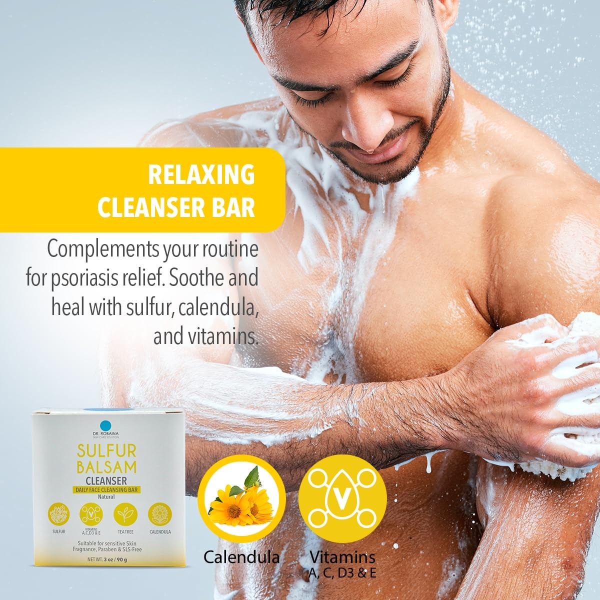 Soothing Tea Tree & Calendula Soap Bar – Chemical-Free Acne Treatment, 4 oz
