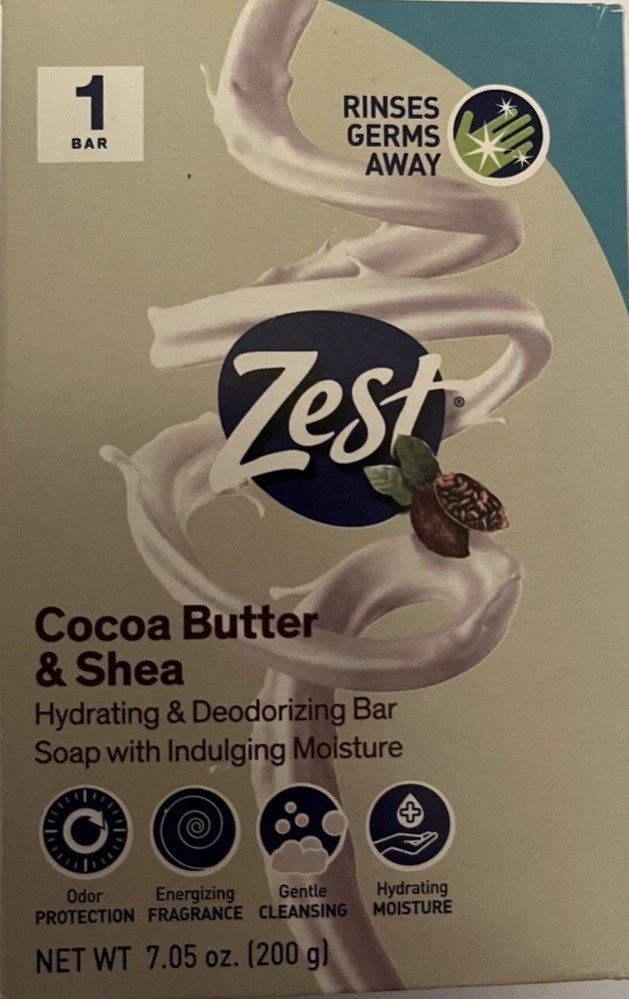 Lot of 6 Zest 7.05oz COCOA BUTTER & SHEA Hydrating & Deodorizing Jumbo Bar Soap