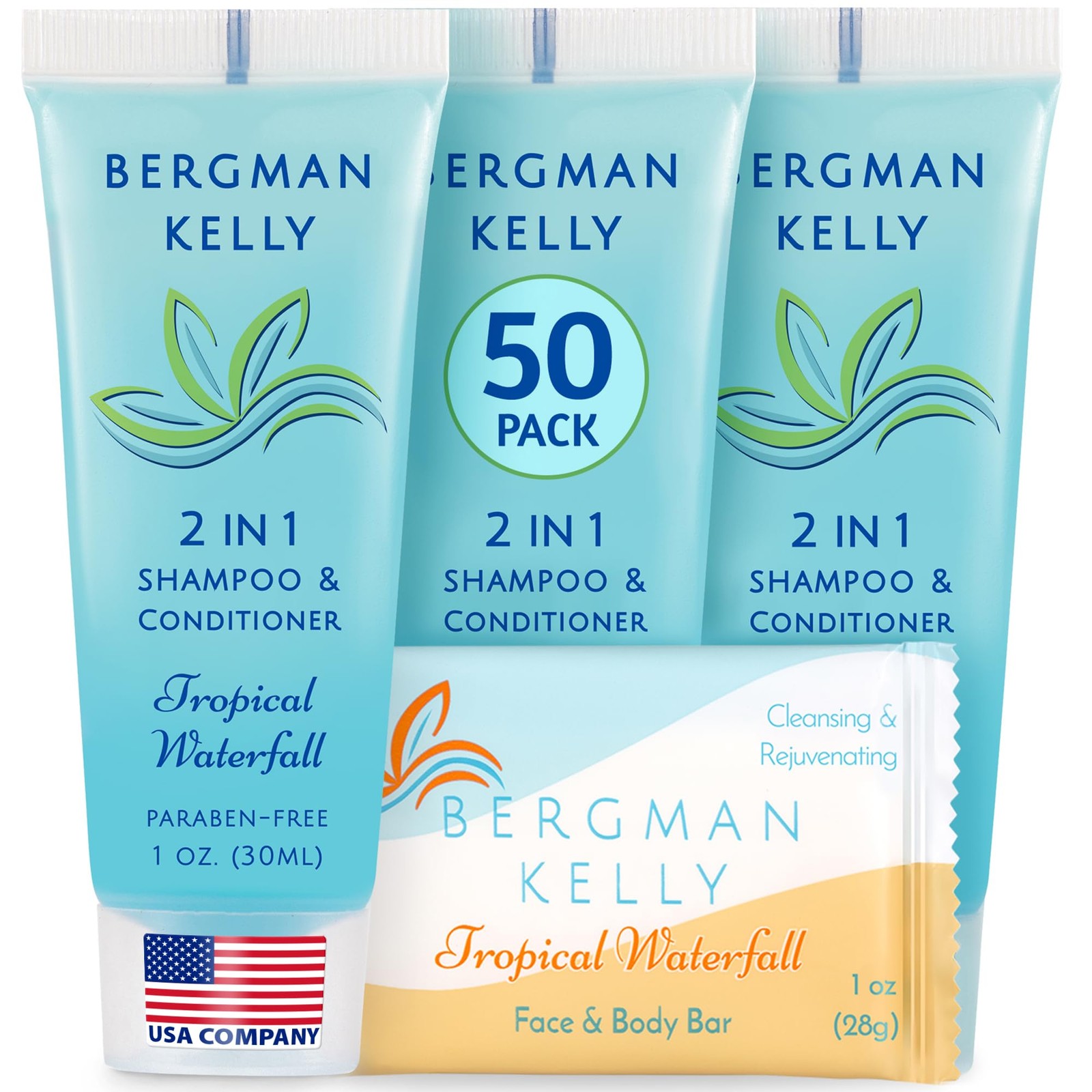 Rectangle Soap Bars, 2in1 Shampoo & Conditioner 2-Piece Set (Tropical Waterfa…