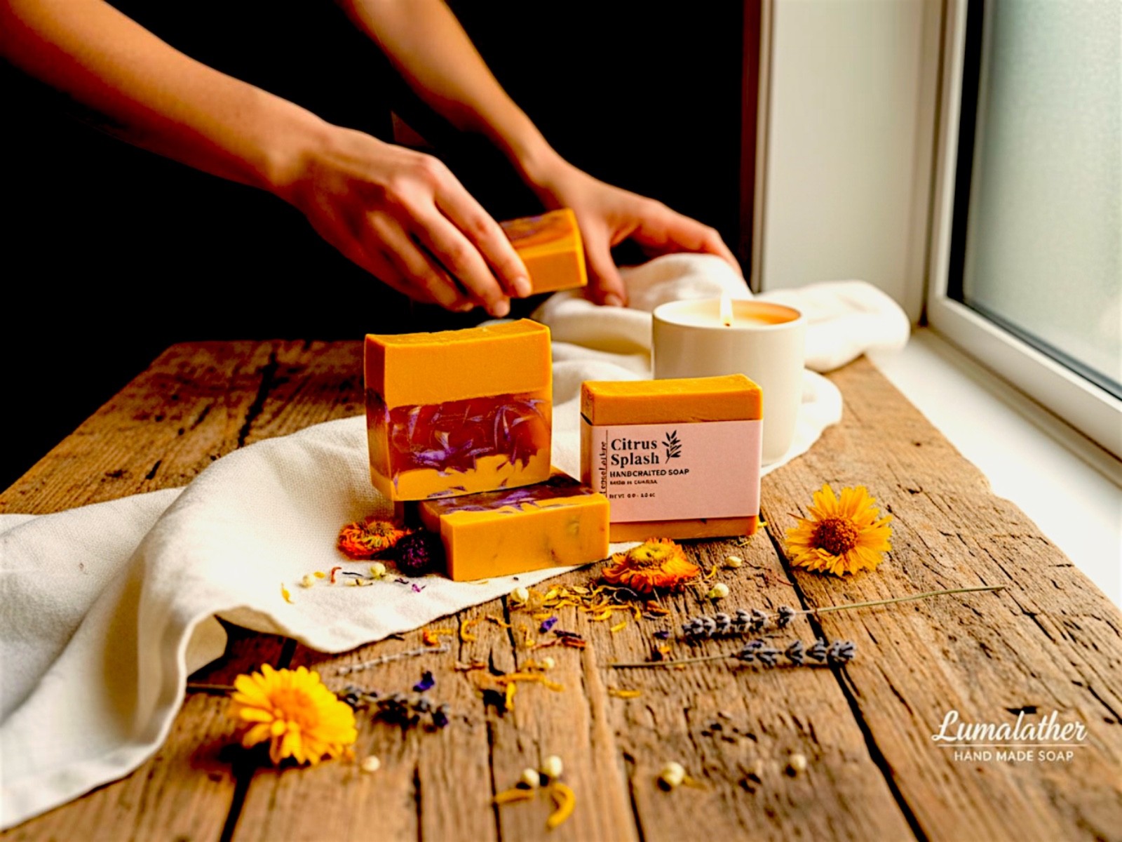 LumaLather Citrus Splash Handmade Soap Bar – Refreshing Moisturizing Bath Soap