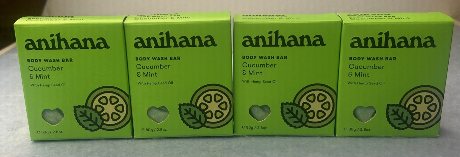 anihana Body Wash Bar Cucumber & Mint Lot of 4