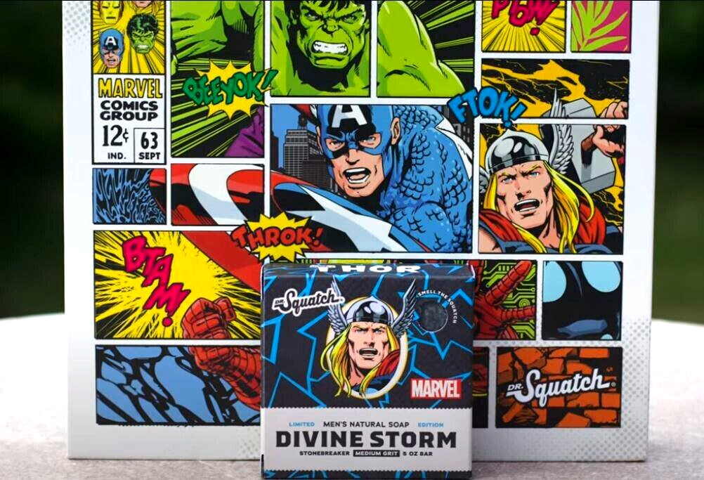 2 PACK Dr Squatch Limited Edition Divine Storm Marvel THOR!!