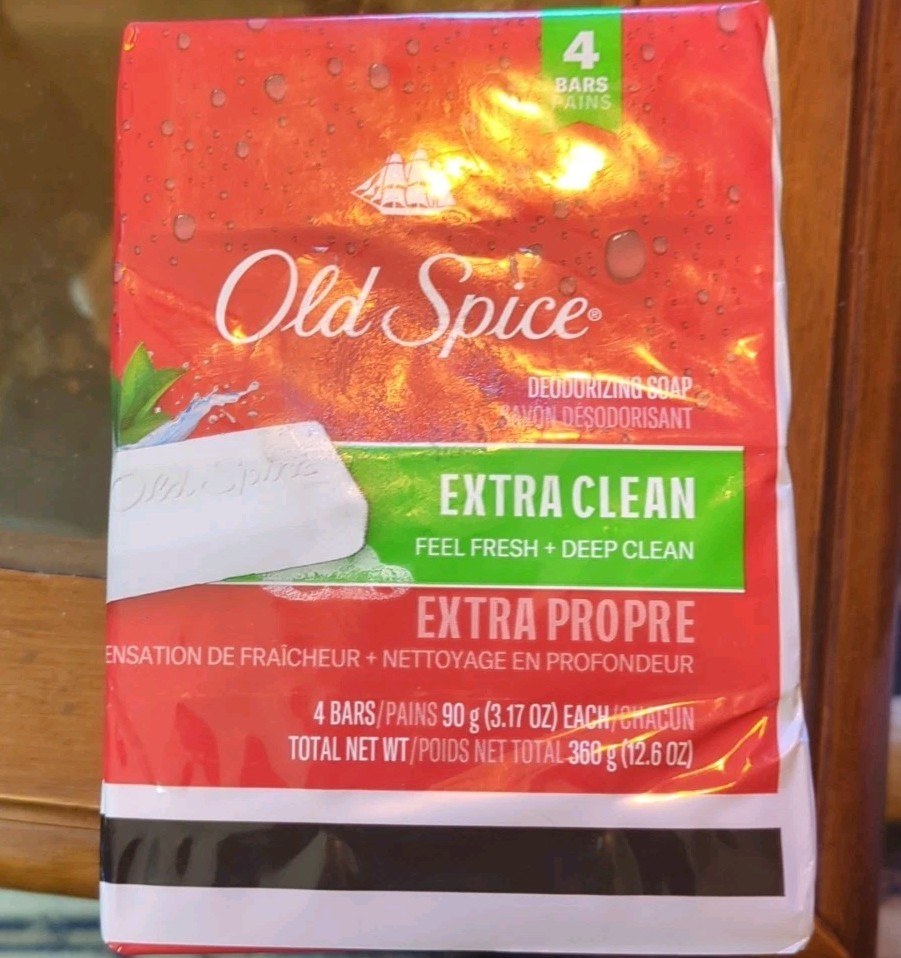 Old Spice Deodorizing Bar Soap Extra Clean Fresh & Deep Clean 3.17 oz. 4 Bars