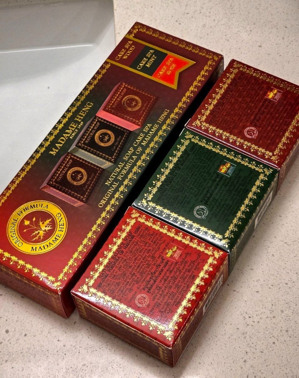 Madame Heng Natural Balance Care Spa Soap Set 3x150g Rose Mint Wood Thai Herbal