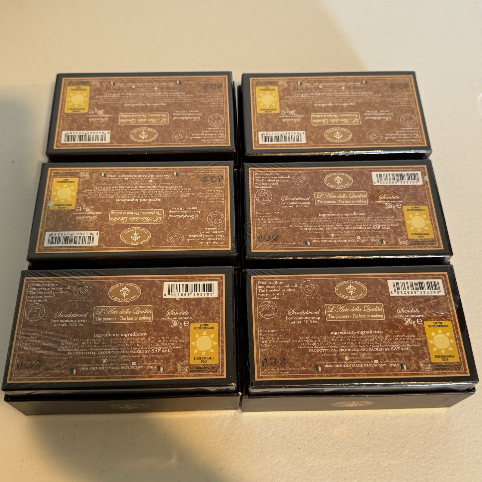 6 Bars Sandalwood Imported Italian Boxed Men’s Bath Soap 10.5oz from Tuscany