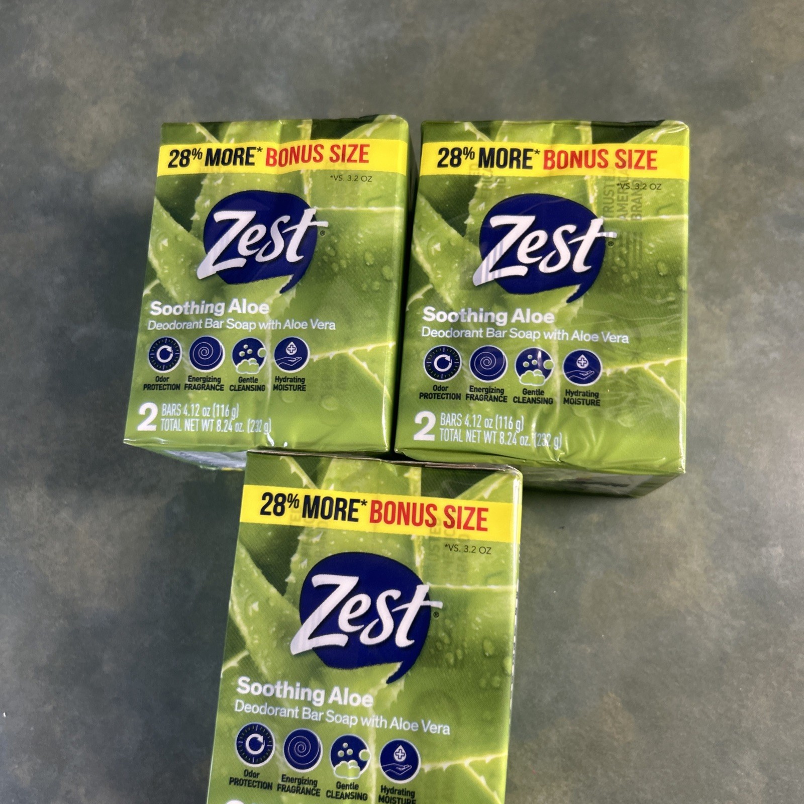 Zest Soothing Aloe Bar Soap 4.12oz Each Bar Twin Packs – 6 Bars Total