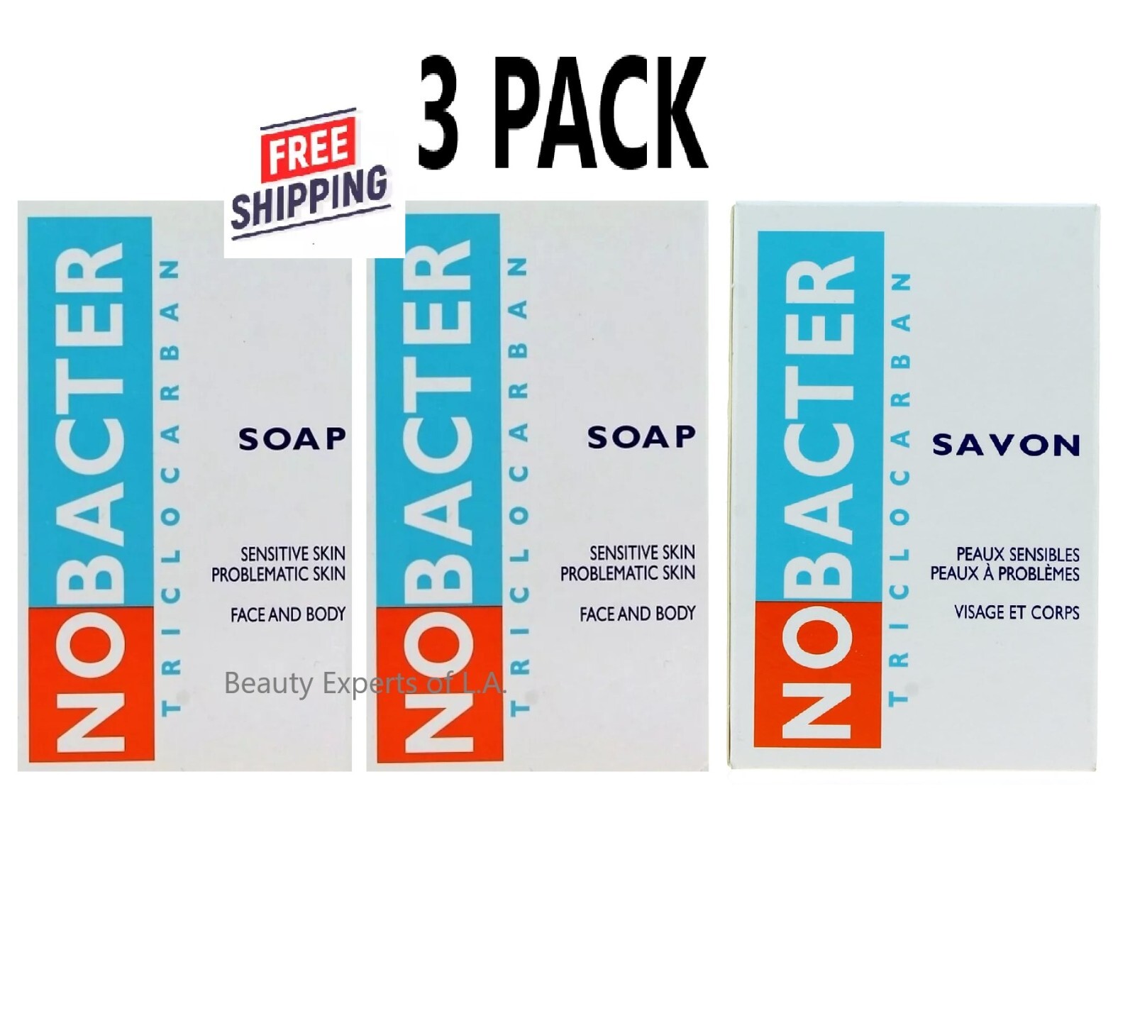 3 PACK Nobacter Soap 100g for Sensitive Face and Body Exp 11/2029