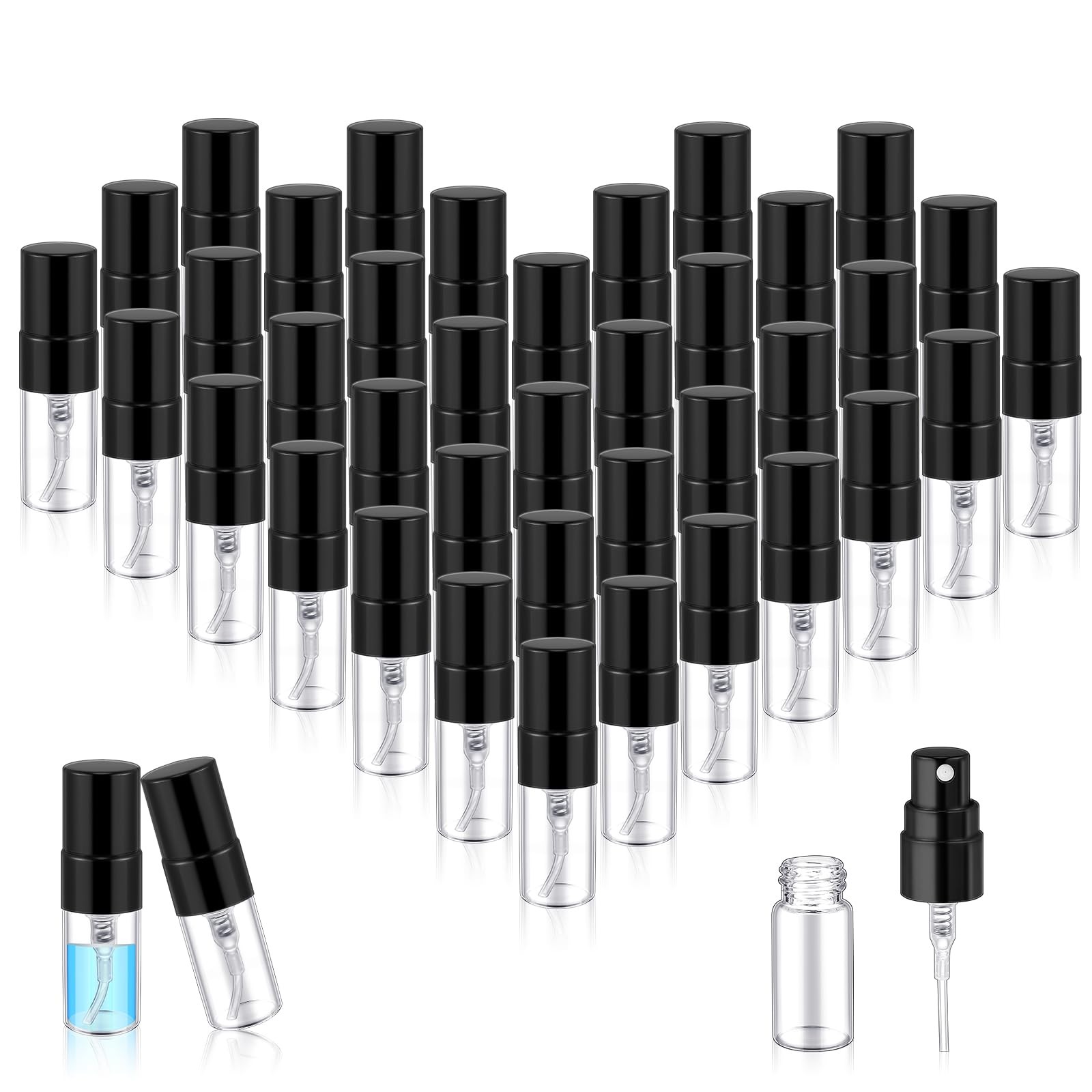 Zhehao 50x 2ml Clear Glass Mini Refillable Perfume Fine Mist Spray Bottles
