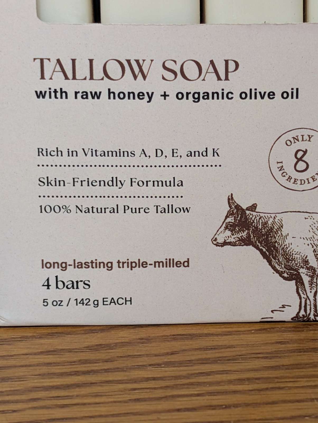 The Rustic Lands Tallow Soap made with raw honey & organic olive oil 4 Bars 5 oz