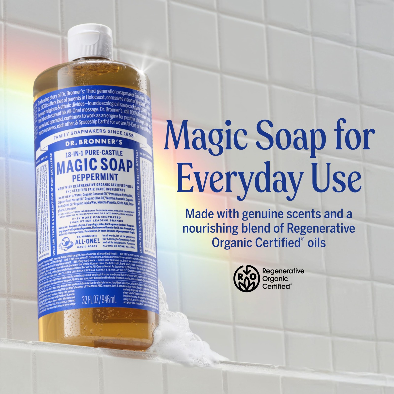Dr. Bronner’s Pure-Castile Magic Liquid Soap – 32 Fl Oz (Pack of 1), green