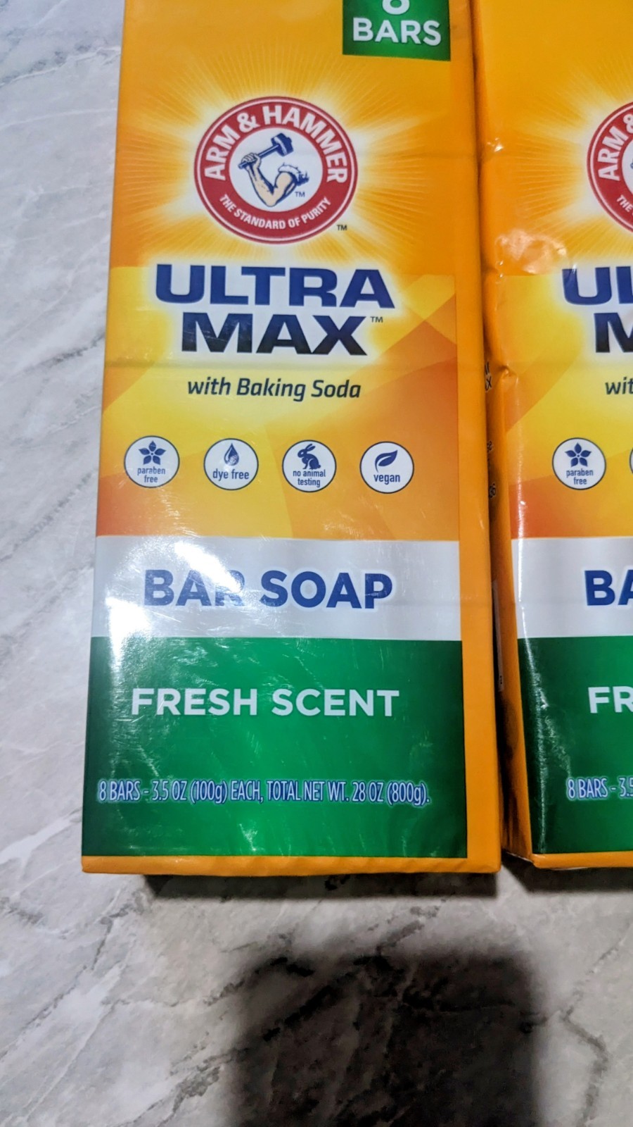 Arm Hammer Ultra Max Bar Soaps Fresh Scent Vegan 8 Bars 3.5 oz Each Lot of 2 NEW