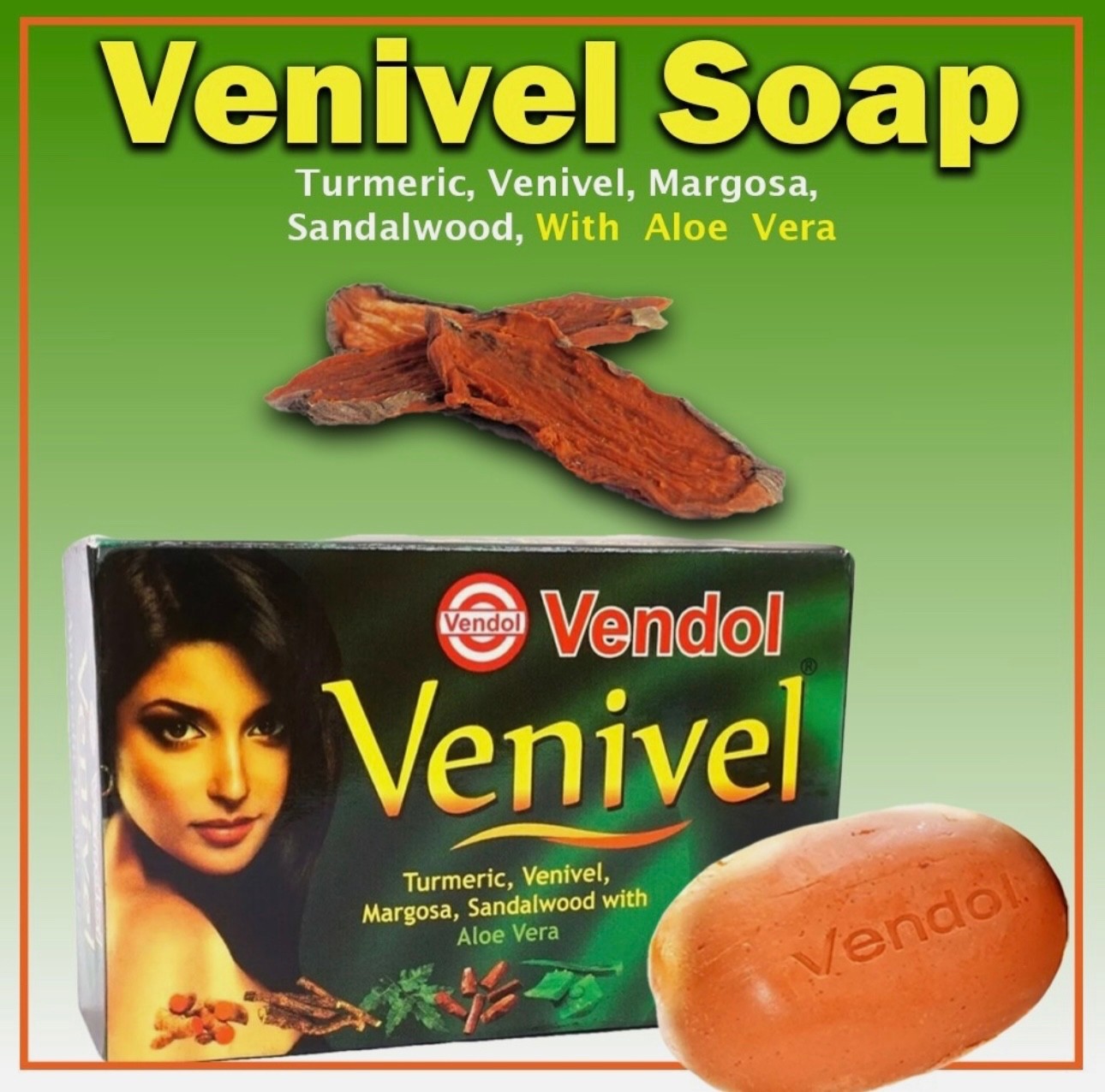 Vendol Venivel Soap Ayurveda Beauty Herbal Natural Skin Soap for a Gold skin 80g