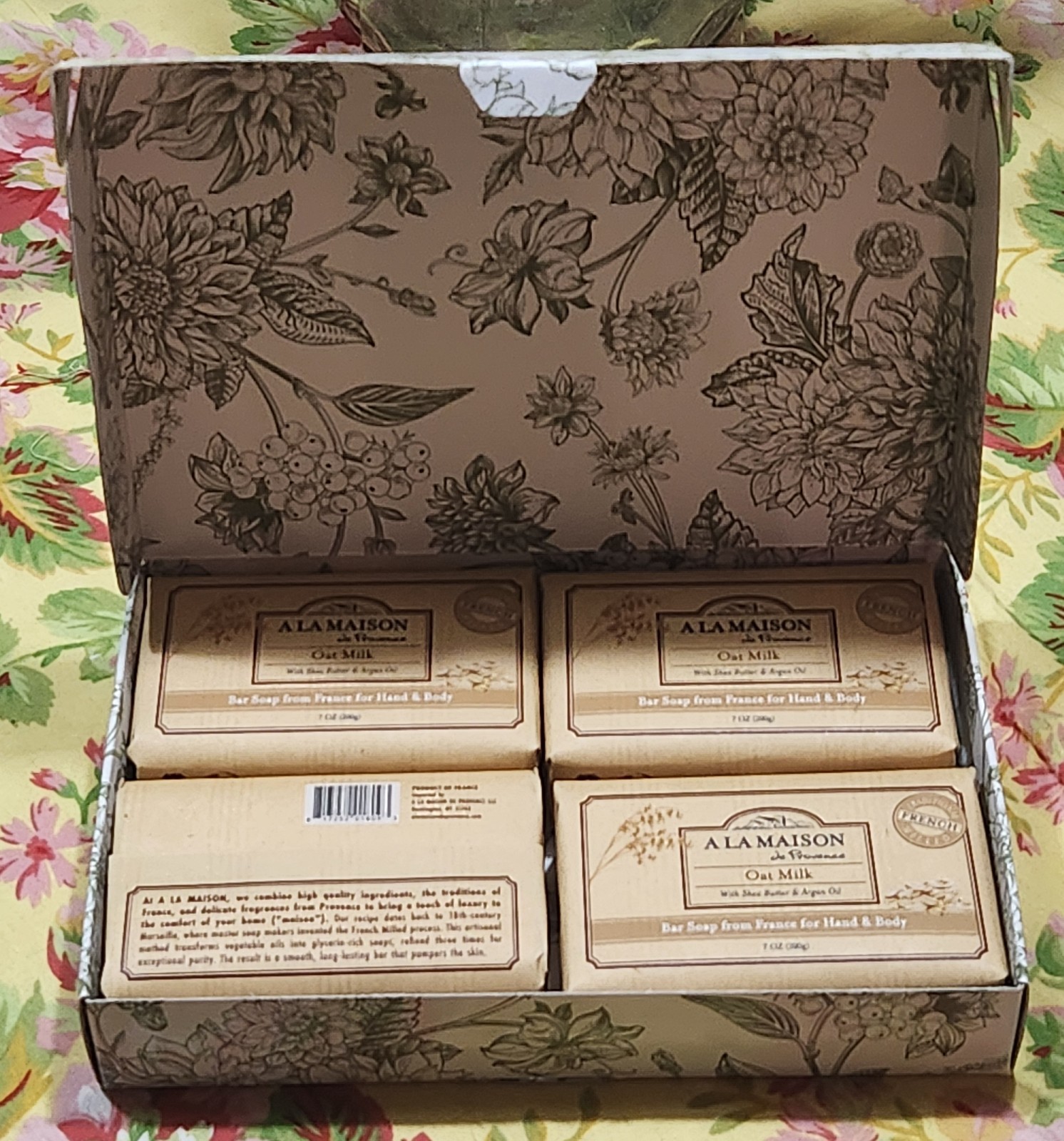 A La Maison De Provence Triple Milled Oat Milk Soap Box Four 7 Oz Bars New