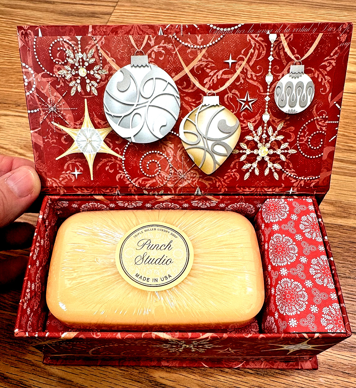 Punch Studio Christmas Music Box Verbena Soap In Keepsake Box