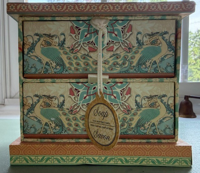 Punch Studio Green Tea Scent Soap Set in Decorative Keepsake Chest Triple Milled
