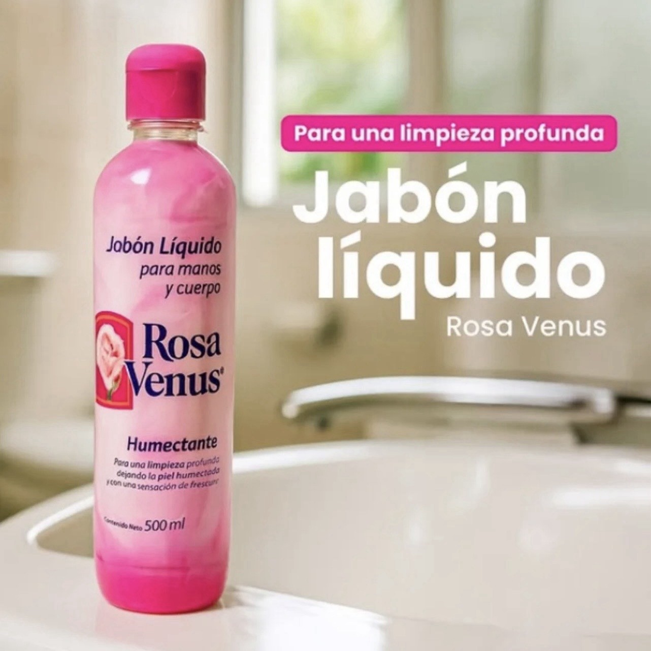 3X JABON LÍQUIDO 🇲🇽 ROSA VENUS – HUMECTANTE PARA MANOS Y CUERPO (500ml c/u)