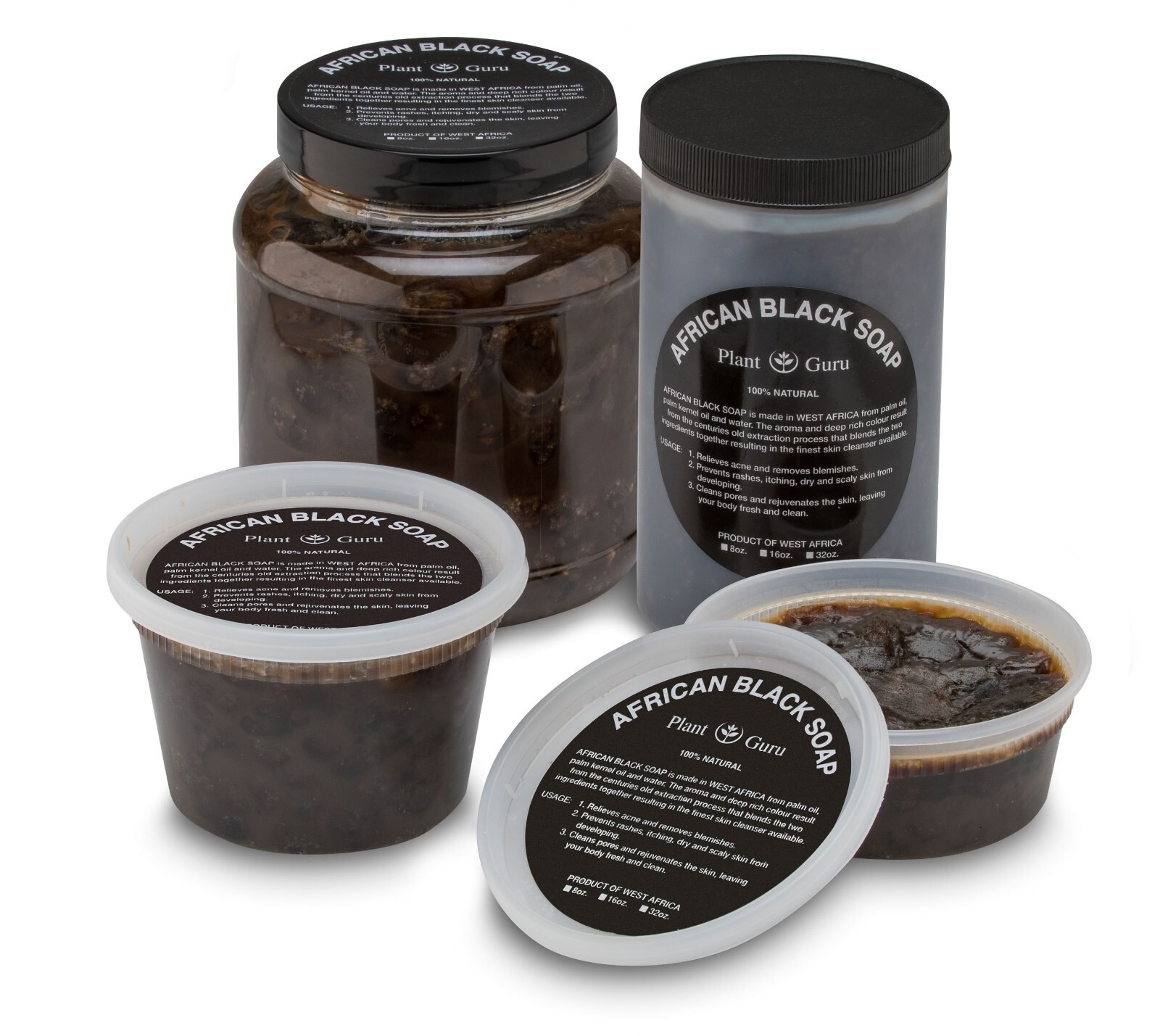 Raw African Black Soap Paste 1 lb. 100% Pure Natural Organic Face Body Wash