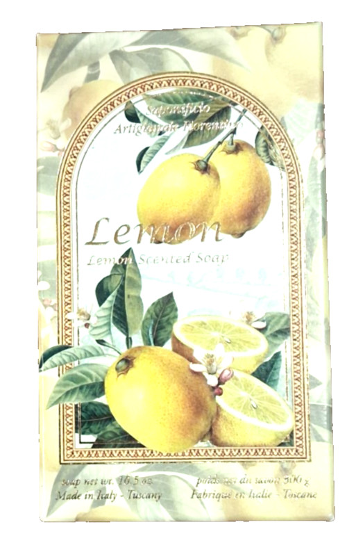 Saponificio Artigianale Fiorentino Lemon Scented Soap 10.5 Oz Bar NEW