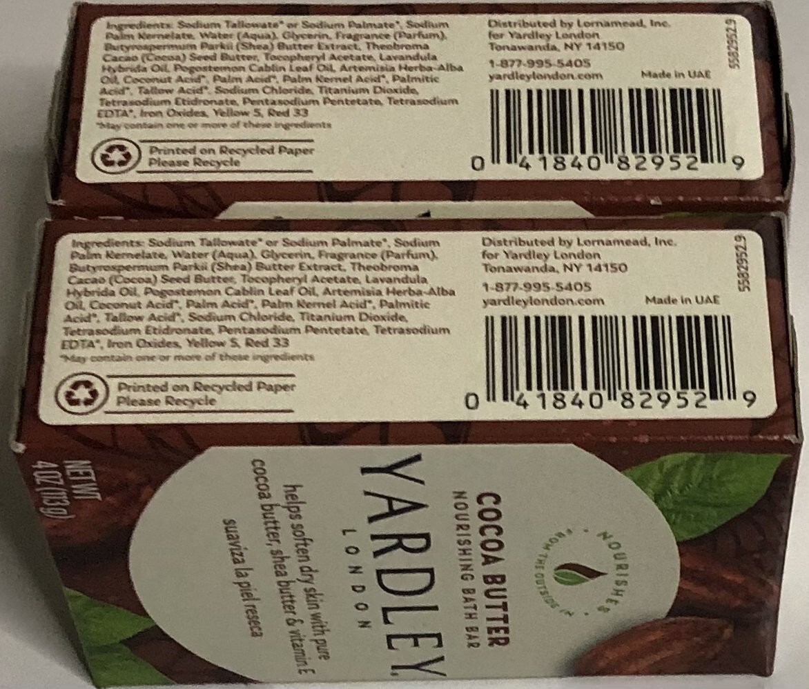 Yardley London Cocoa Butter Nourishing Bath Bar 4 OZ (2 Bars)