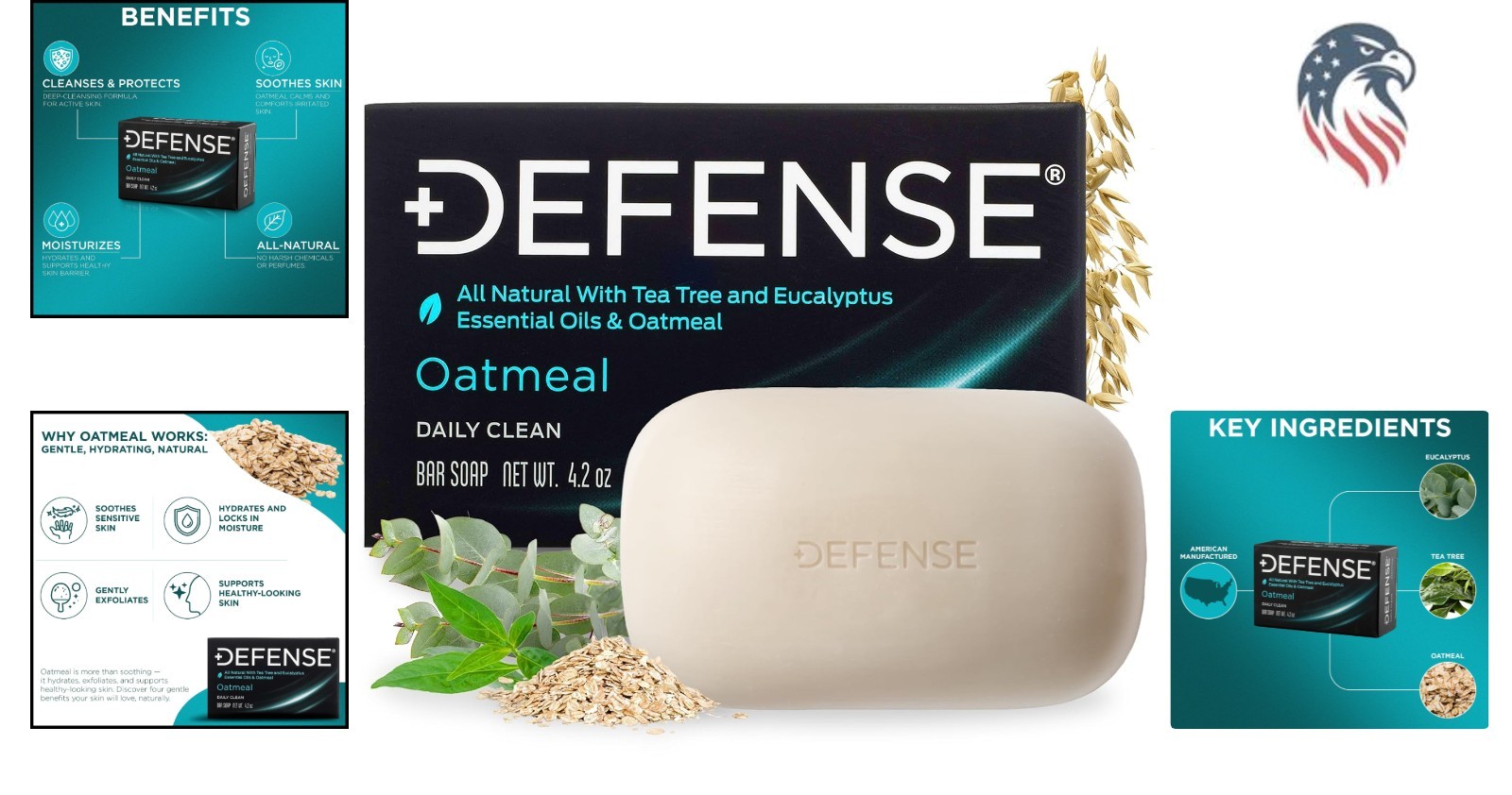 Compatible with Skin All Types Oatmeal Bar Soap Natural Tea Tree Eucalyptus f…
