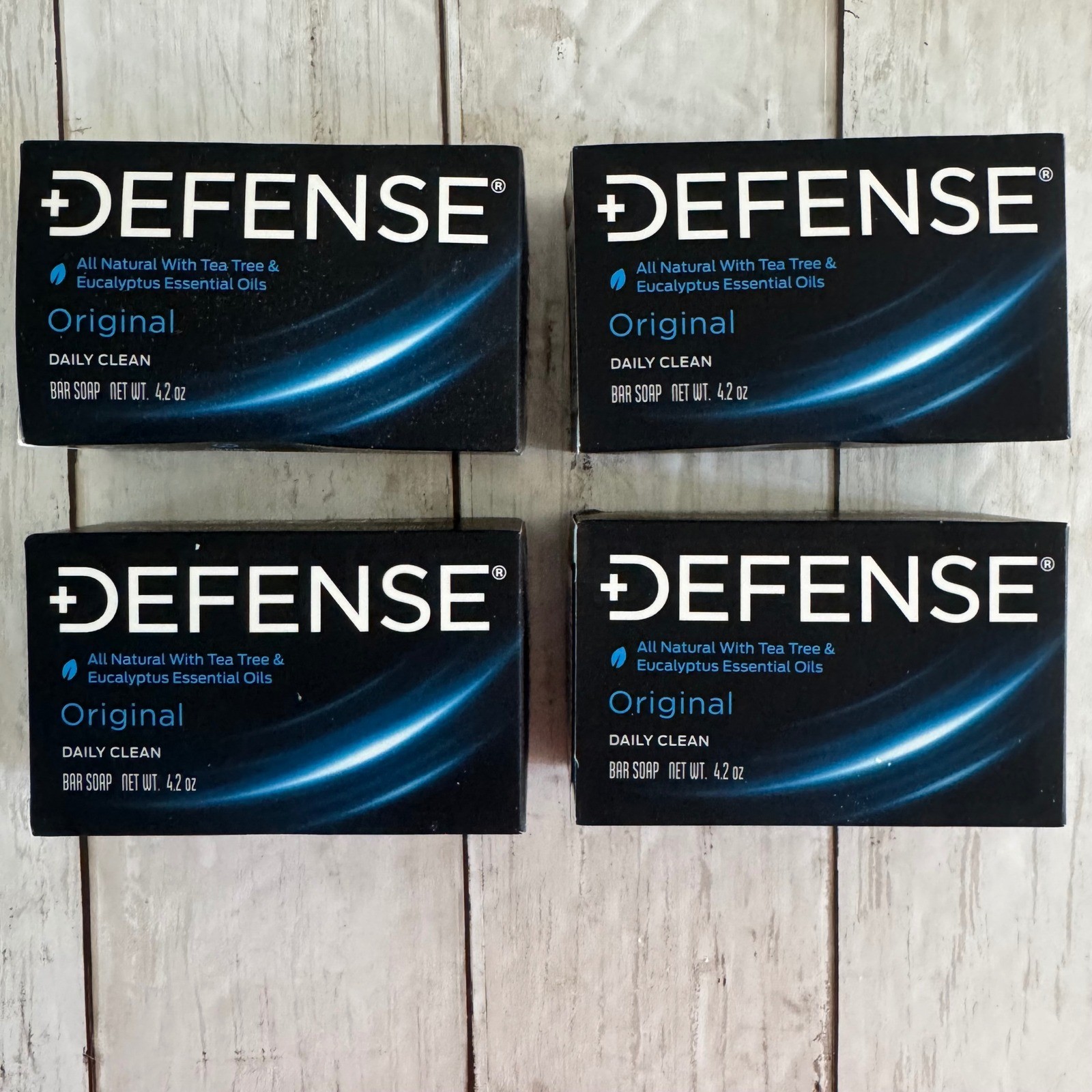 Defense Original Daily Clean Bar Soap 4 Pack Tea Tree Eucalyptus 4.2oz Each NEW