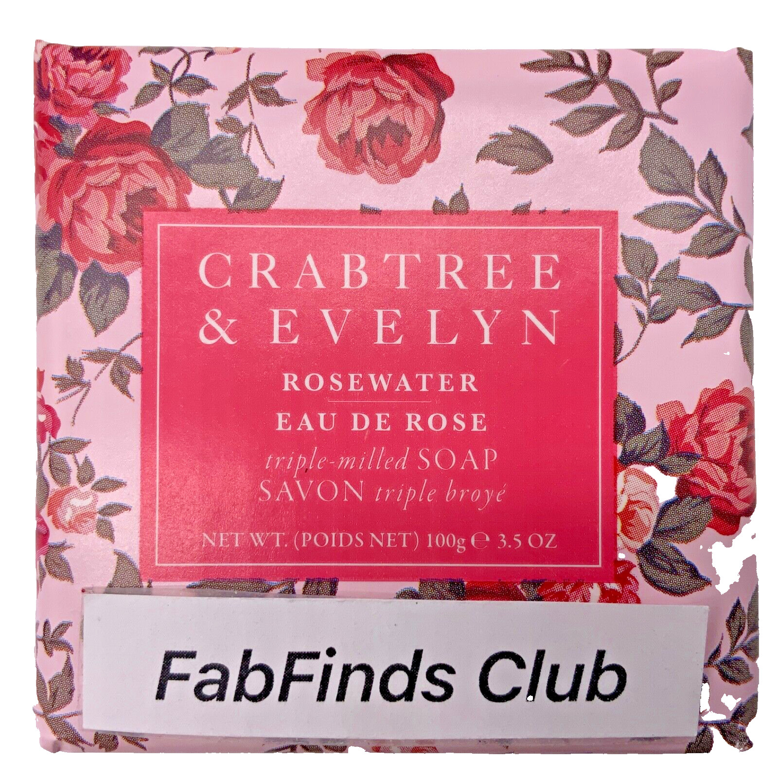Crabtree & Evelyn Rosewater Bar Soap Triple Milled 21oz (6×3.5oz) 6pc Set