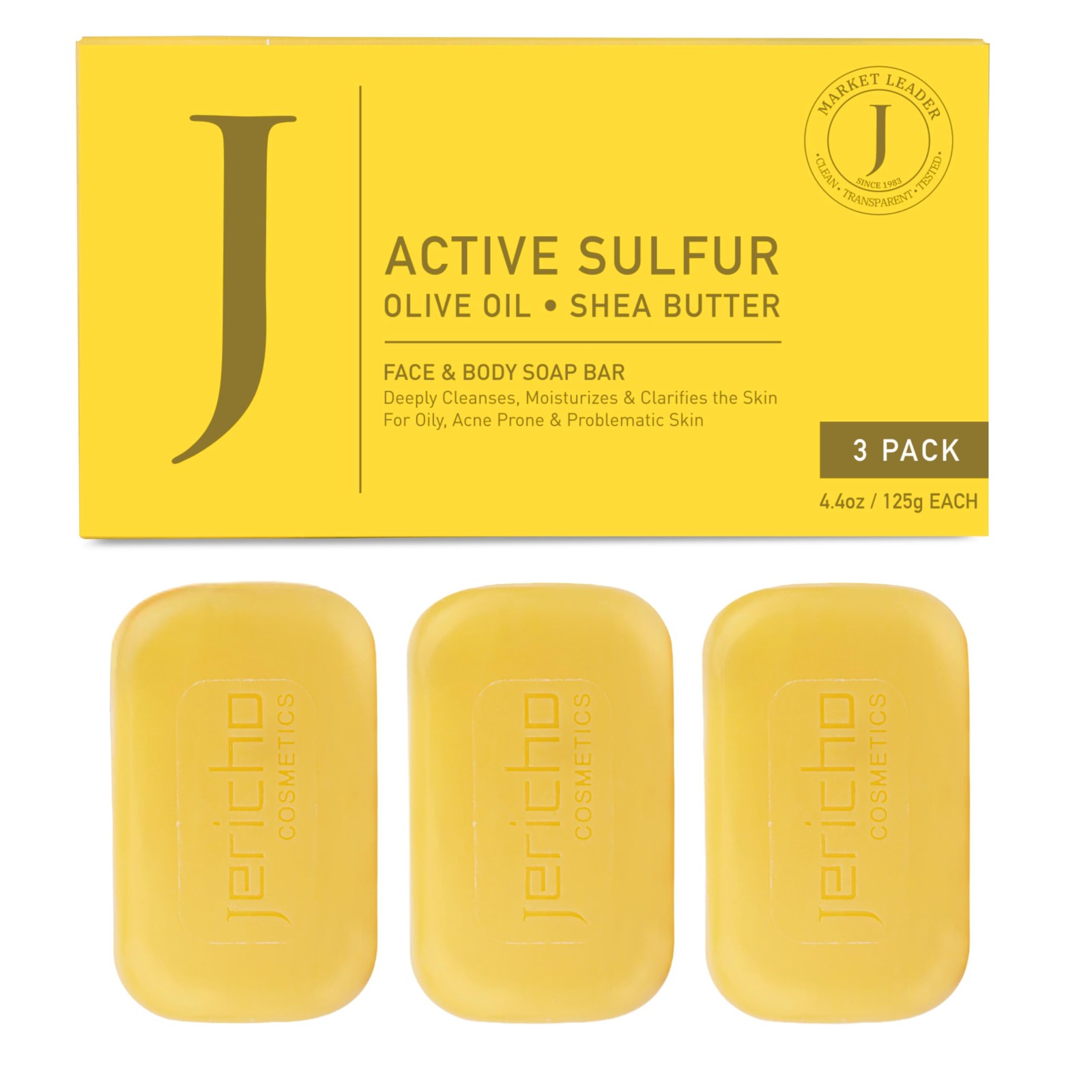 Jericho Dead Sea Sulfur Soap with Olive Oil – Helps 4.4 Ounce (Pack of 3)