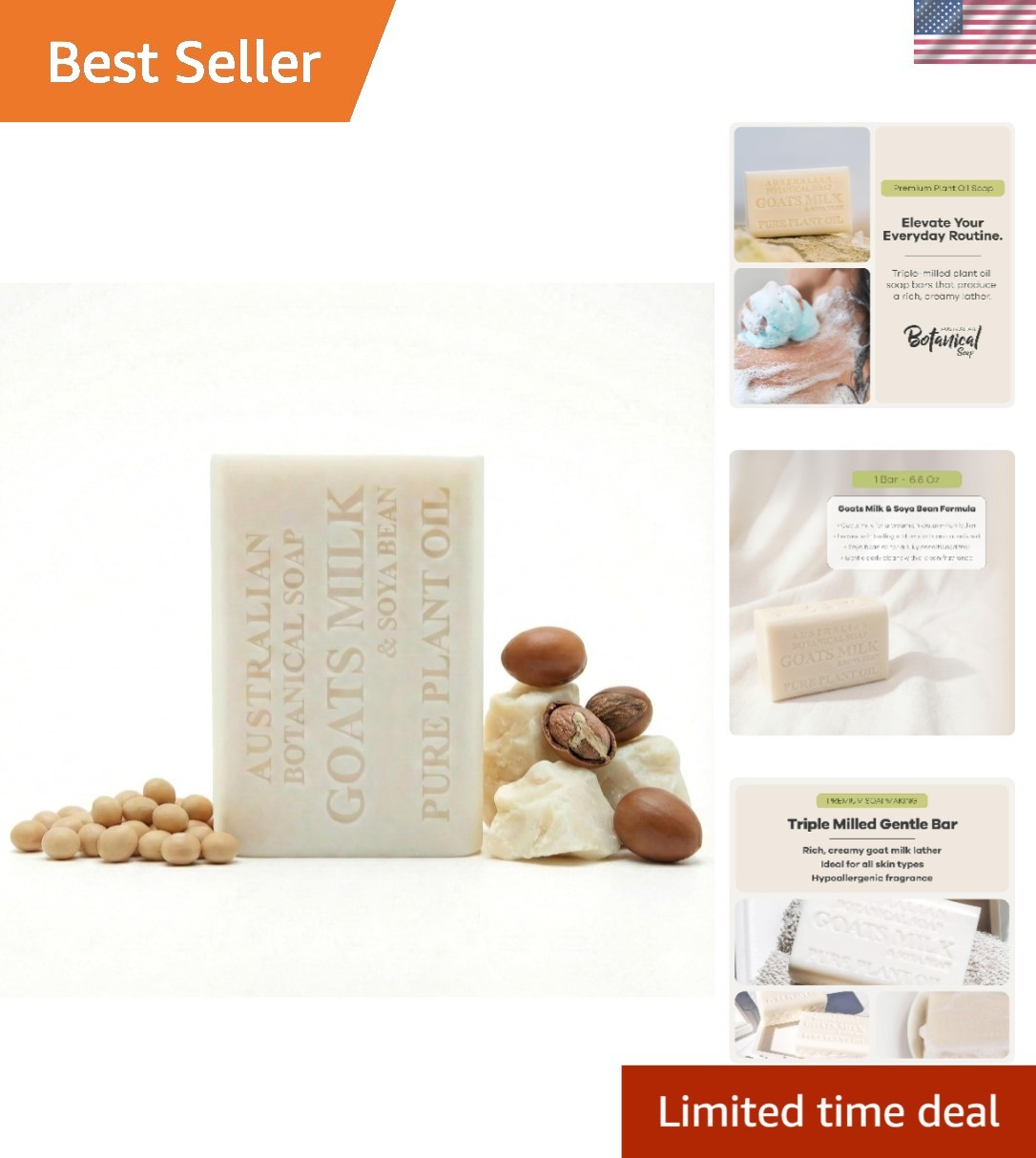 All-Natural Goat Milk & Shea Butter Body Soap 6.8oz – Perfect for Delicate Skin
