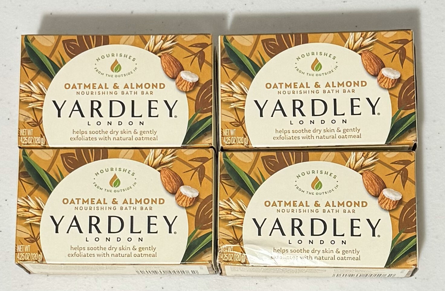 SET OF 4 Yardley Oatmeal and Almond Bar Soap Lardley London Bars 4.25 oz