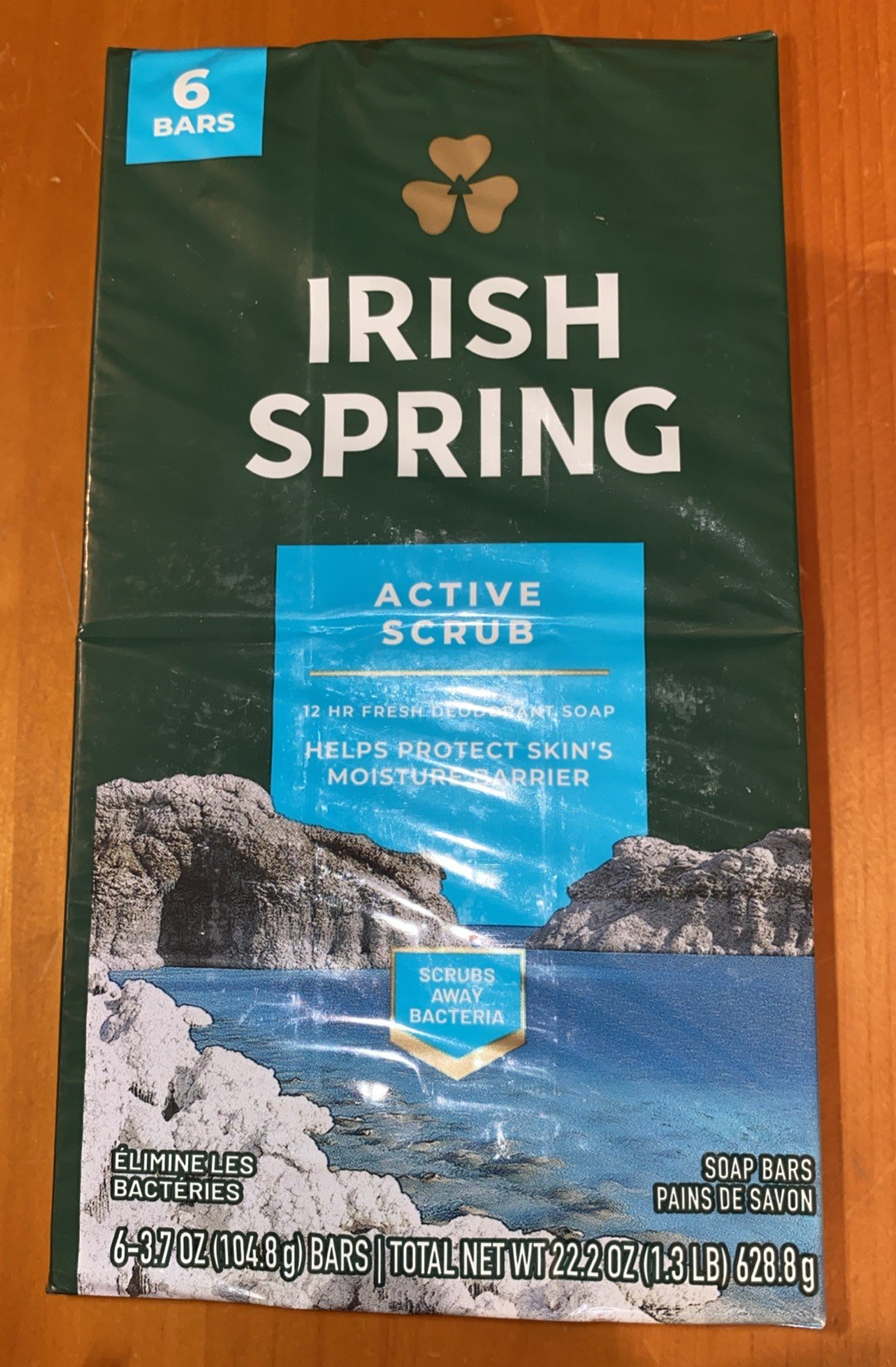 6 Pack Irish Spring Active Scrub 12 HR Fresh Deodorant Soap Bars 3.7 oz ea