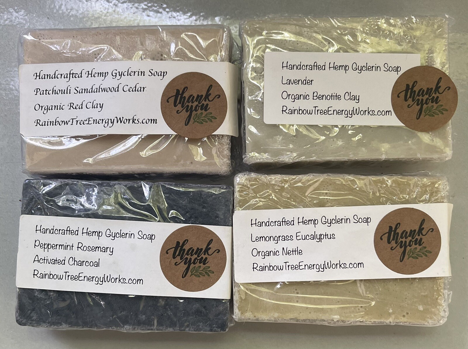 Rainbow Tree Energy Handmade Hemp Soap Sandalwood Lavender Charcoal 3.8 Ounces