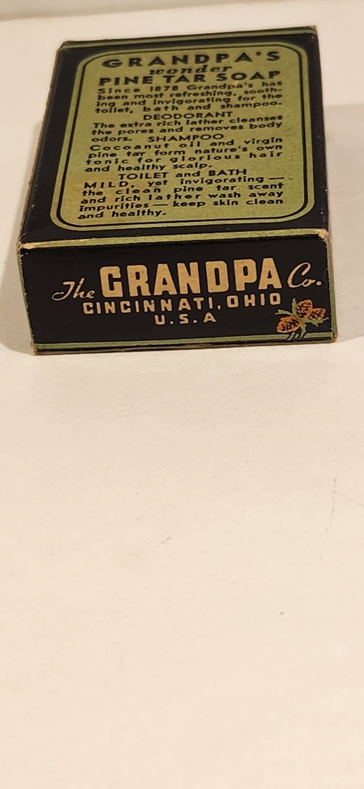 Vtg Grandpa’s Wonder Pine Tar Soap – Rare ” Guest Size ” Original W Box – Look!