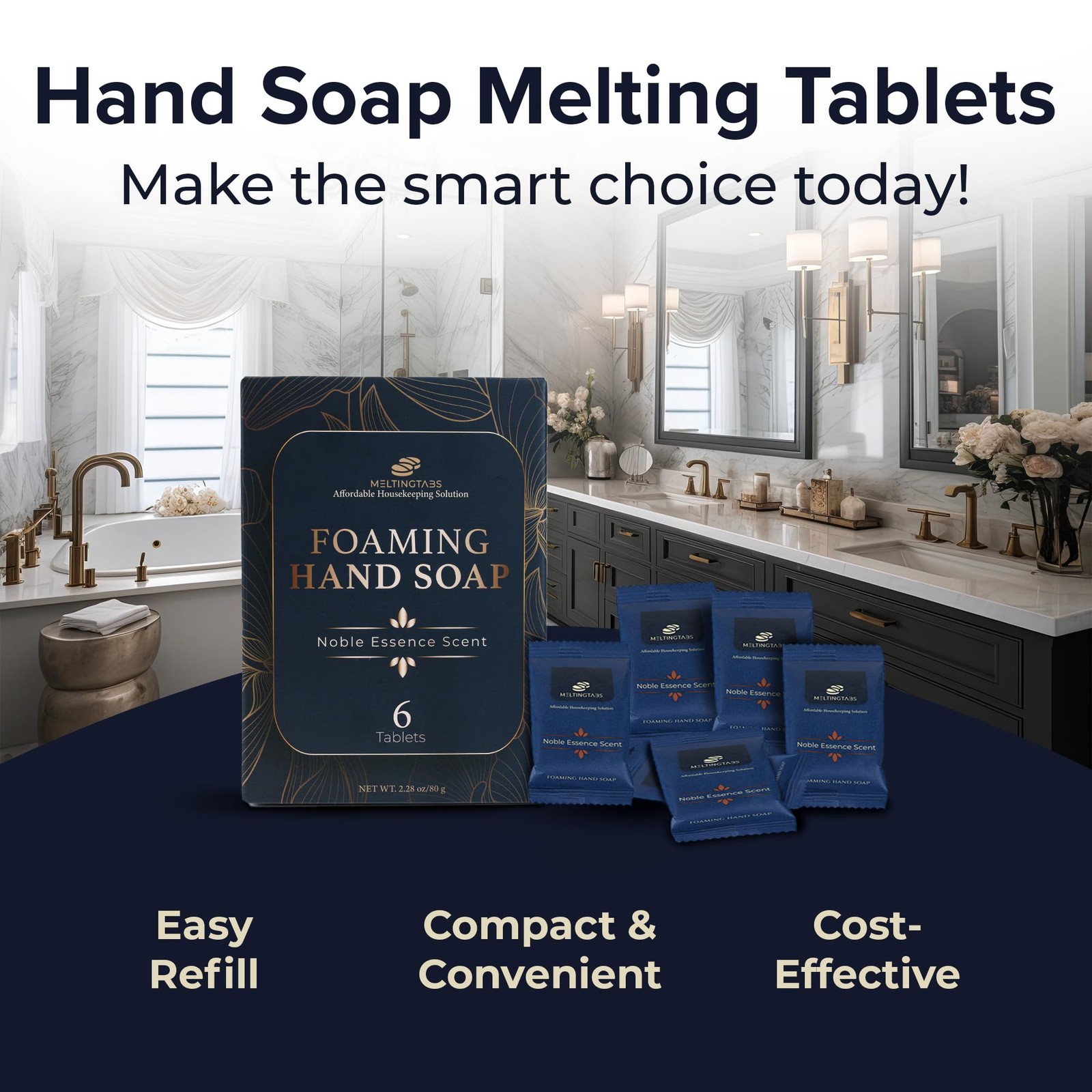 MELTINGTABS Foaming Hand Soap Tablets Refill – Noble 1 Count (Pack of 6)