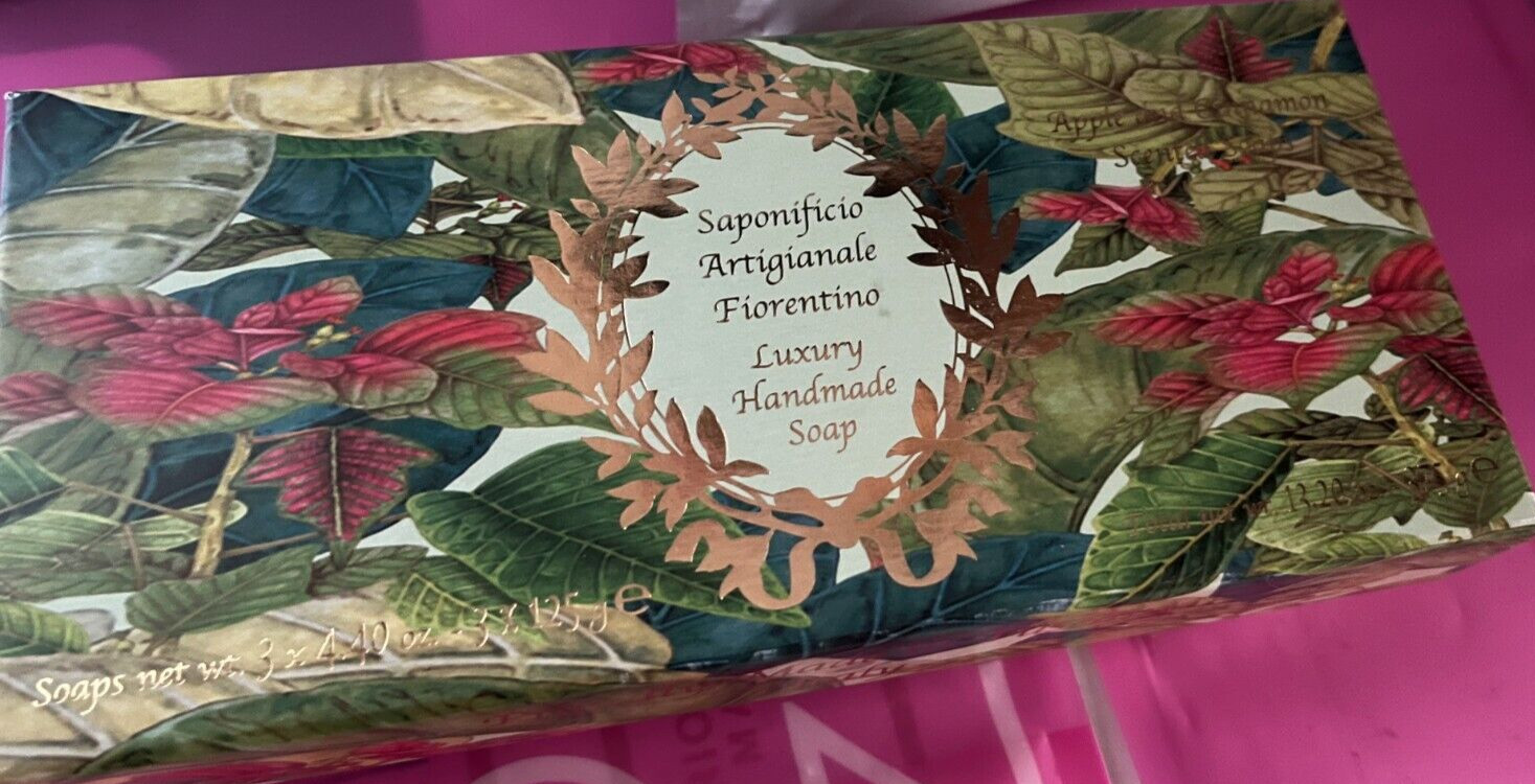 SAPONIFICIO ARTIGIANALE LUXURY HANDMADE SOAP APPLE&CINNAMON BOX WITH 3,SOAP 4.40