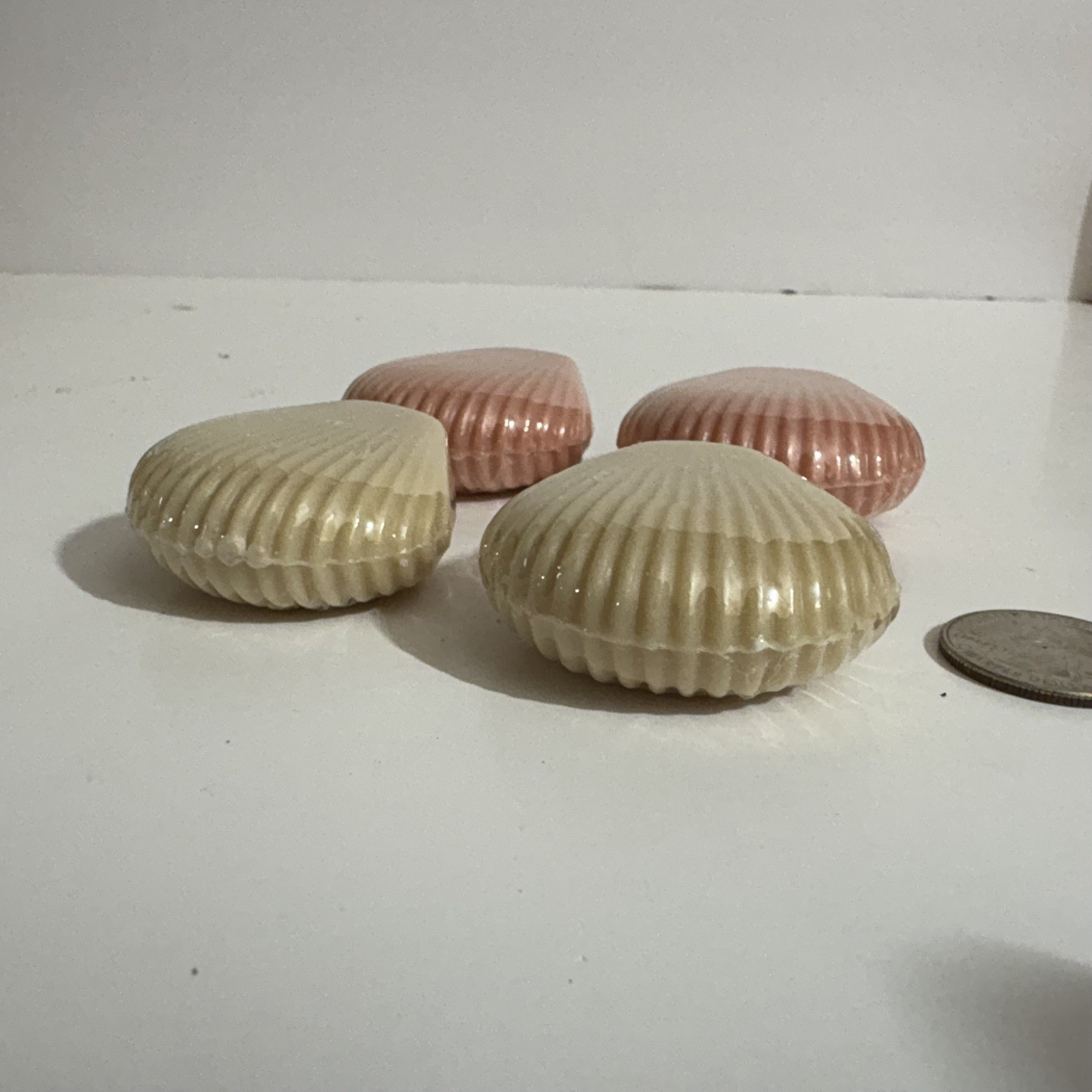 Vintage Set of 4 Sea Shell Decorative Guest Bathroom Small Hand Soaps