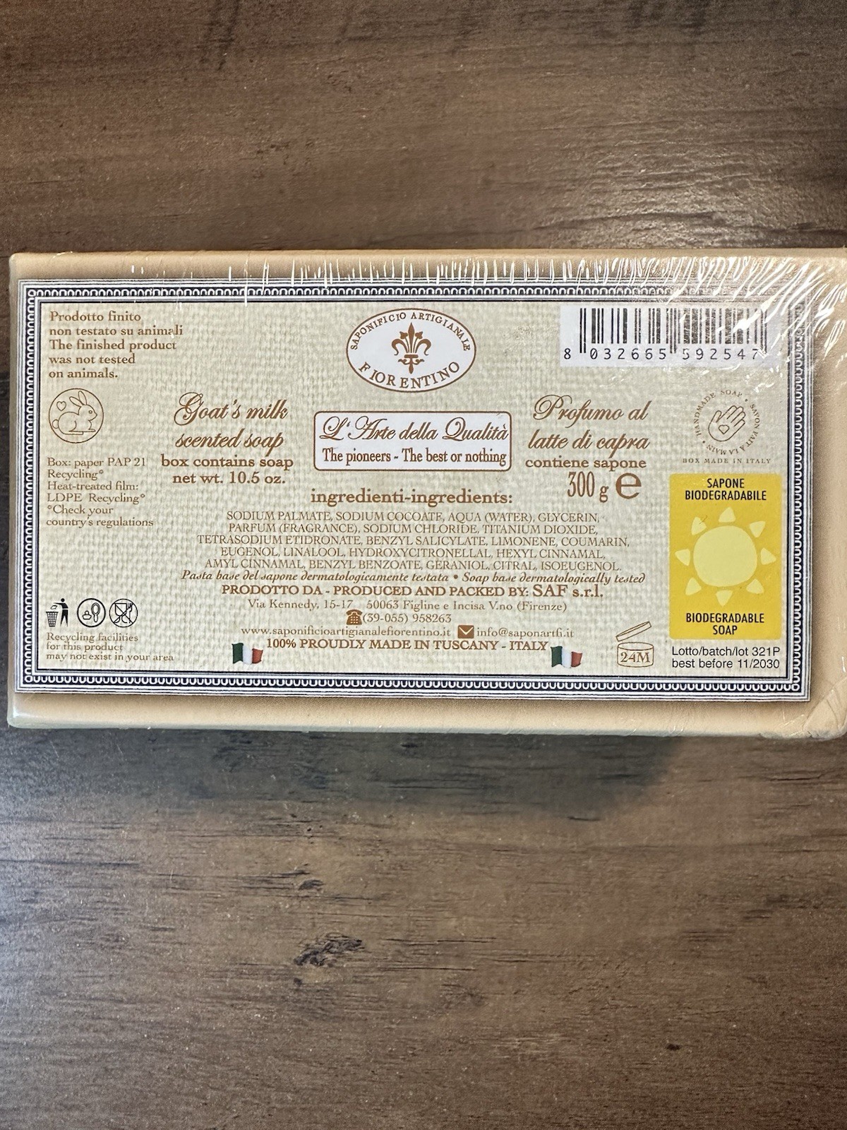 Saponificio Artigianale Fiorentino Luxary Italian Goats Milk Scented Soap 10.5oz