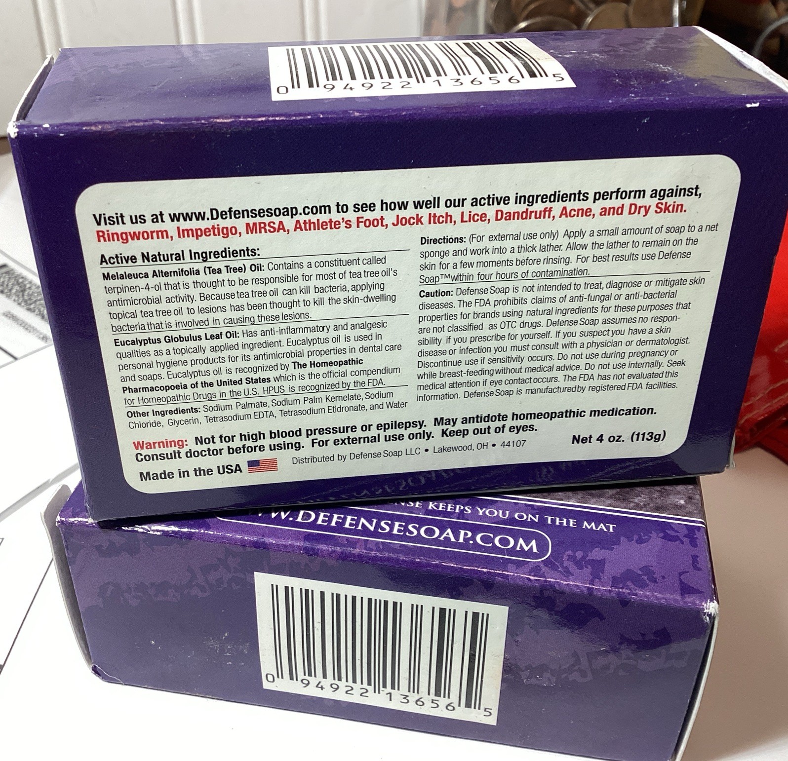 DEFENSE Soap Bar | 4 oz | 2 PACK |100% Natural & Herbal Grade Tea Tree Oil