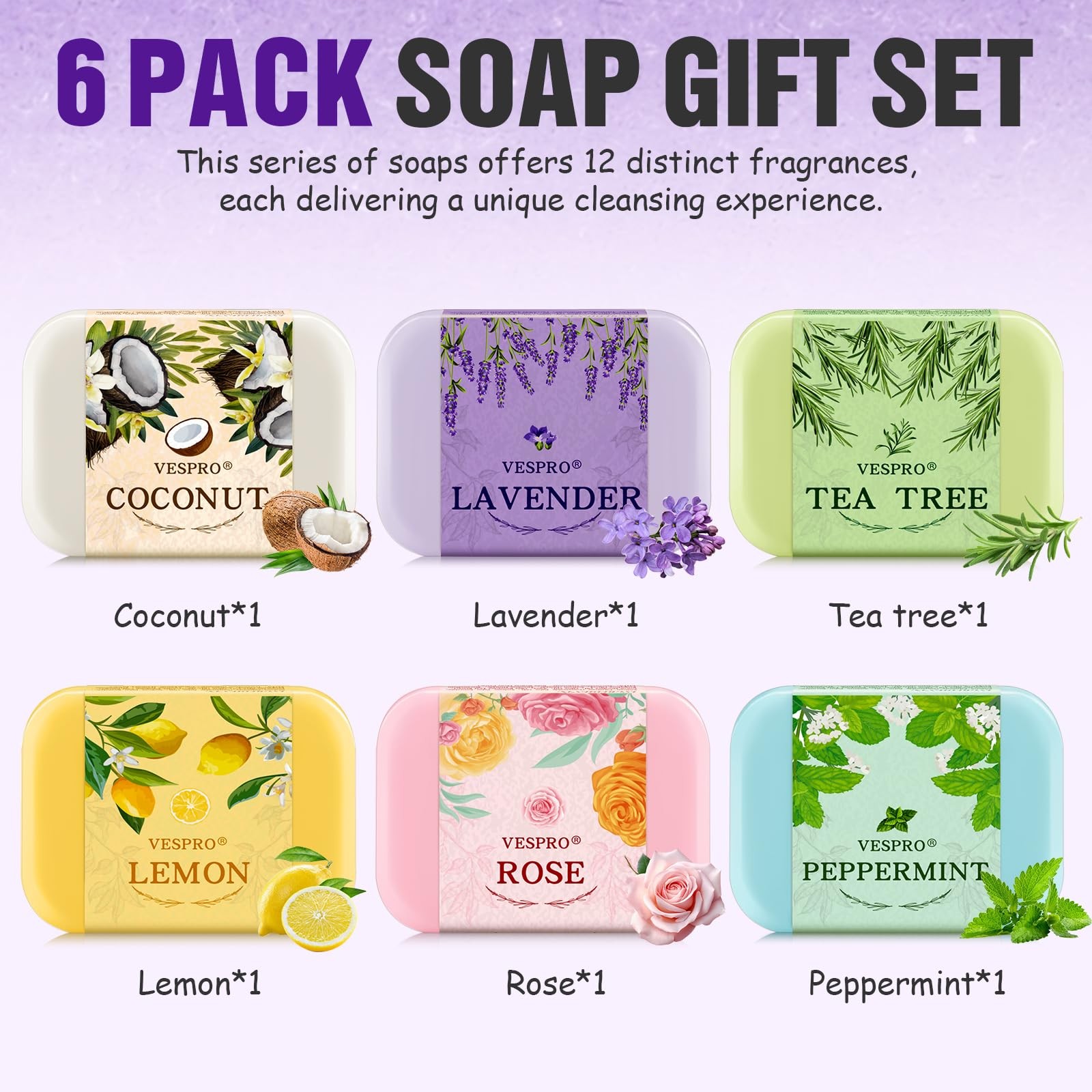 VESPRO 6 Pack Olive Bar Soap Gift Set