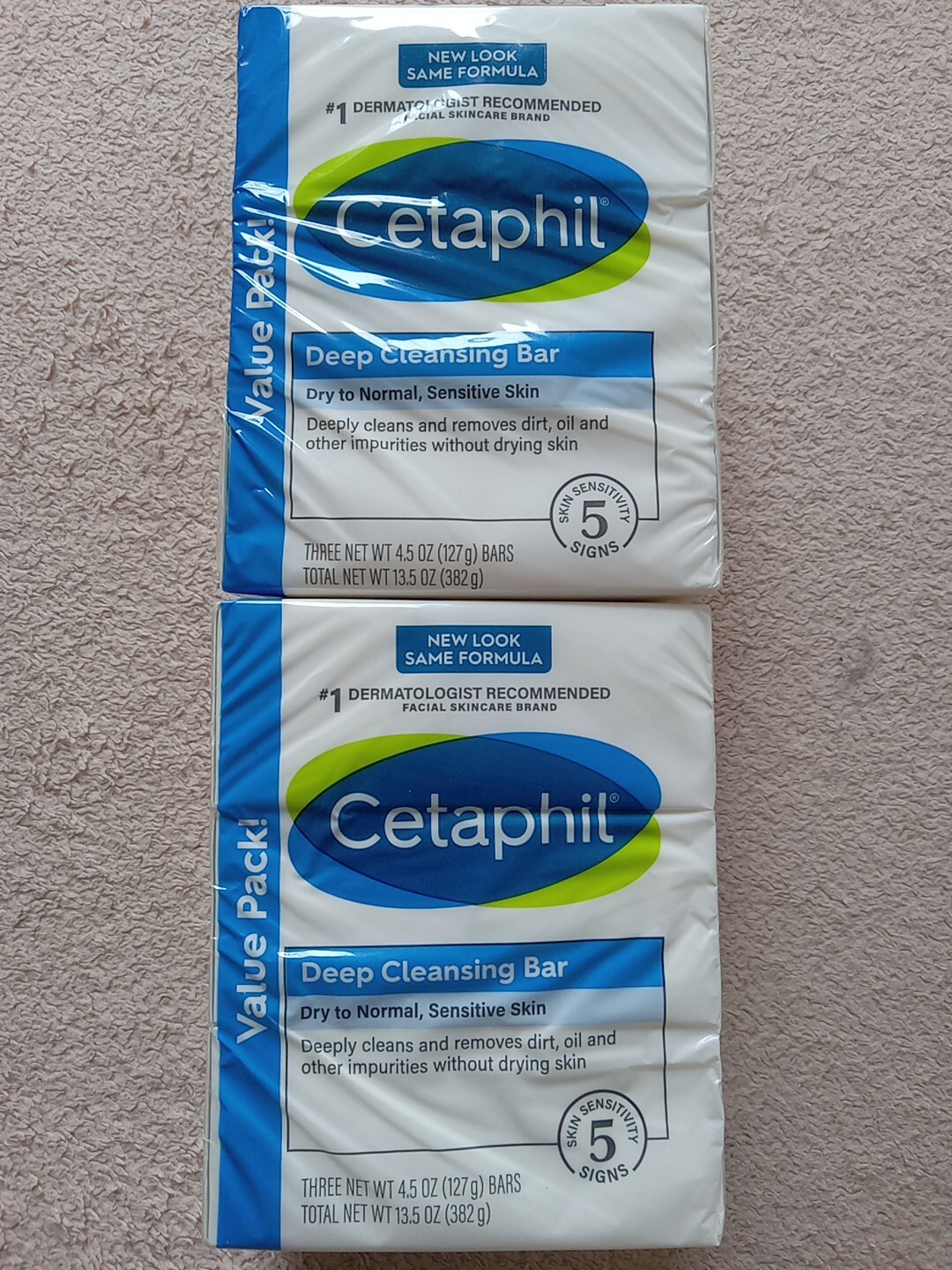 2 3-packs Cetaphil Gentle Cleansing Bar Soap Dry to Normal,Sensitive Skin 4.5 Oz