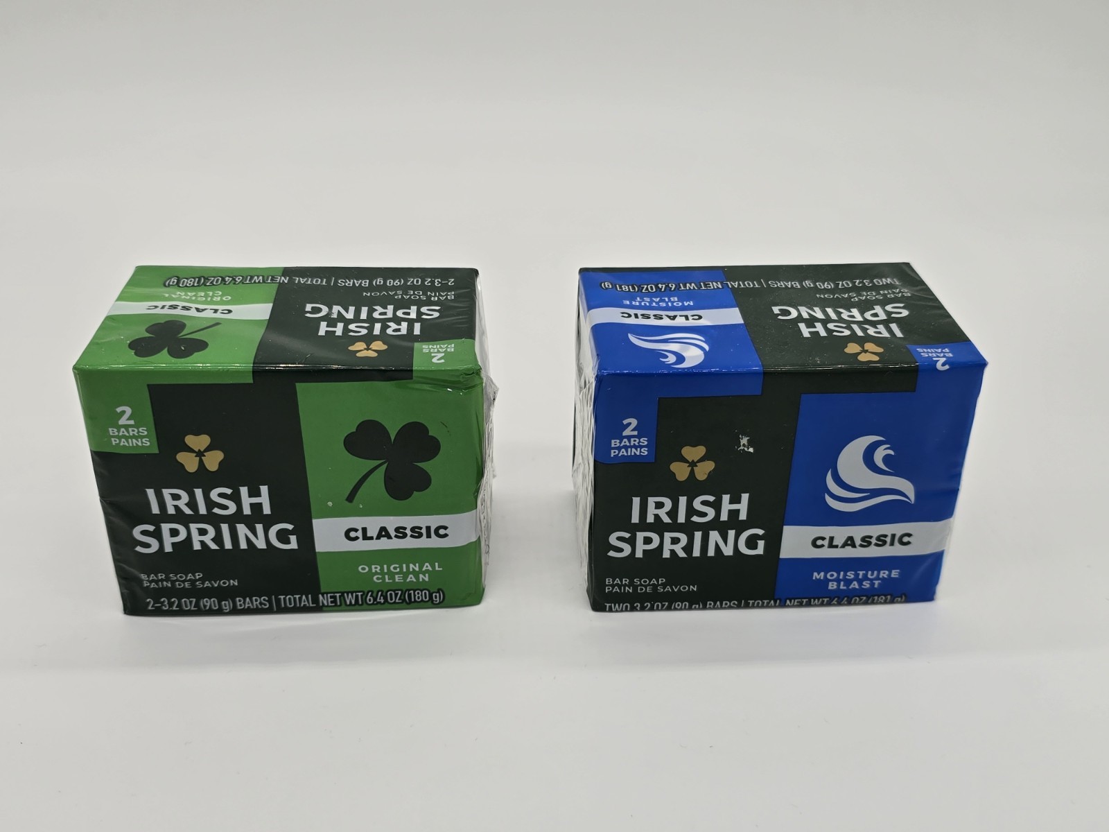 Irish Spring Classic Bar Soap 2 Pk Original Fresh Scent & 2 Pk Moisture Blast