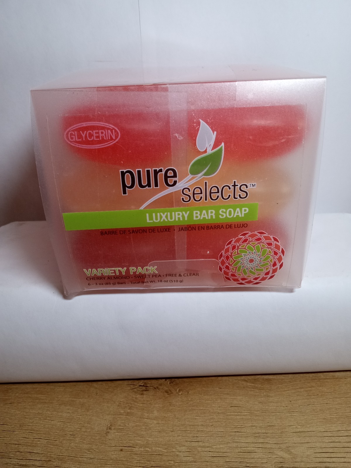 Pure Selects Luxury Bar Soap Cherry Almond Sweet Pea Free & Clear 6-3 Oz. Bars