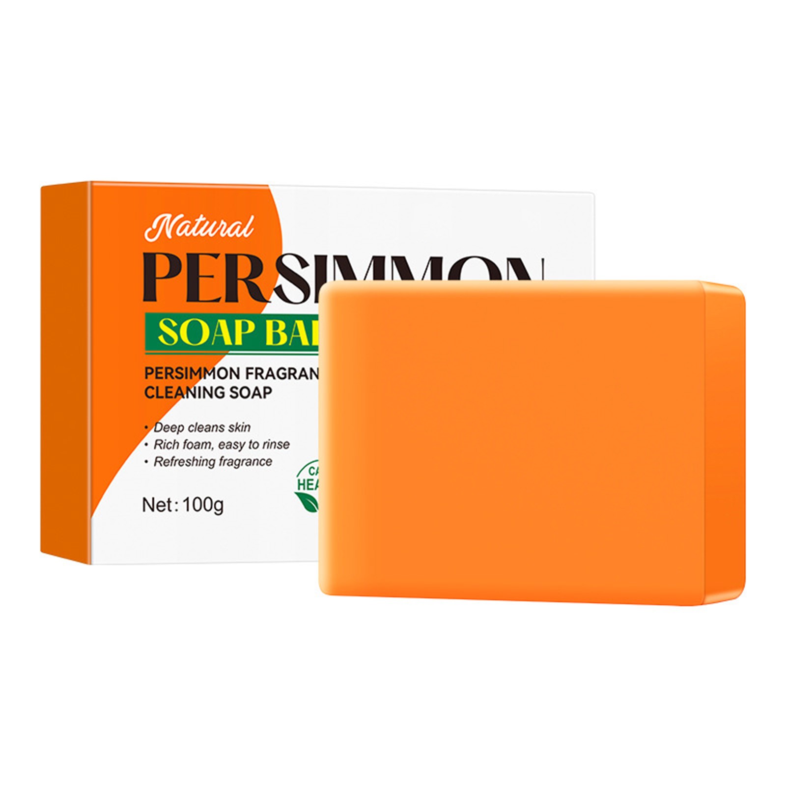 1Pcs 100g For Bathing Persimmon Soap Bar For All Skin Types With Foaming Net