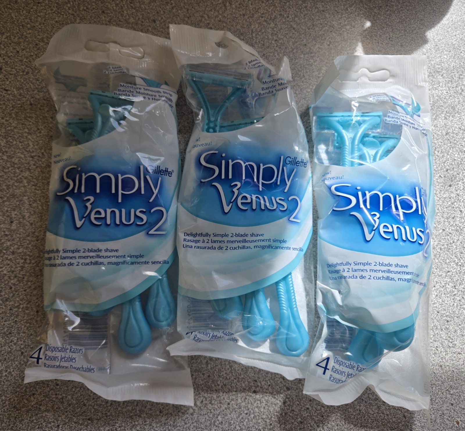 3- Gillette Simply Venus Disposable Razors With A Touch of Aloe, 4 Count