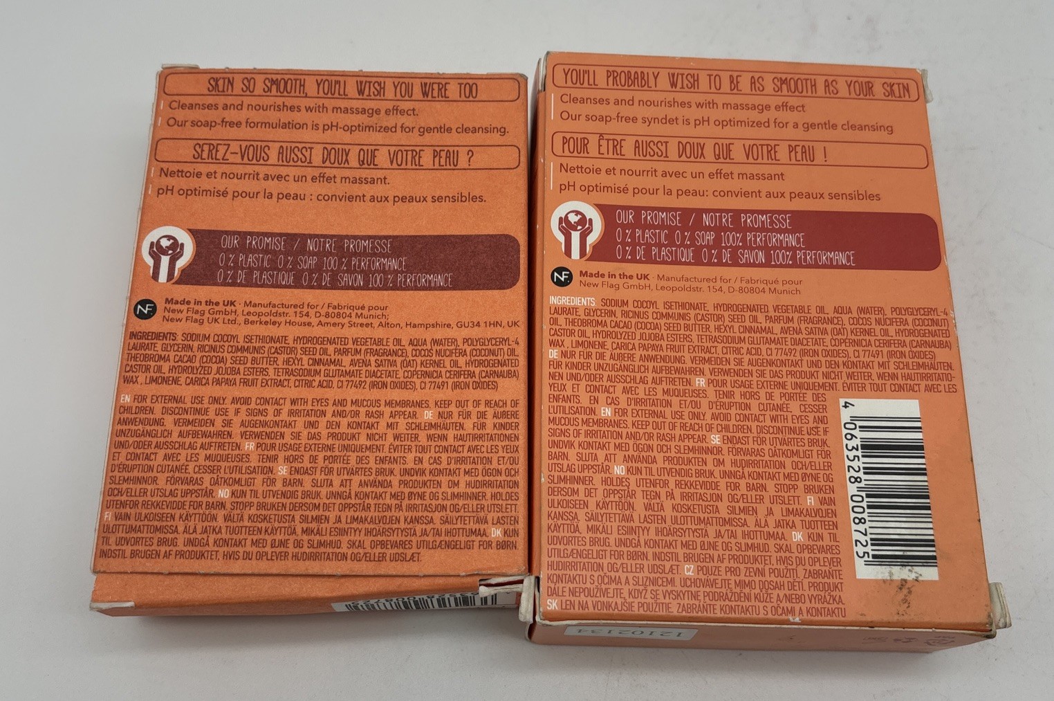2 – Foamie Shower Body Bar Papaya & Oat Milk 2 in 1 Nourishing 2.8oz 80g