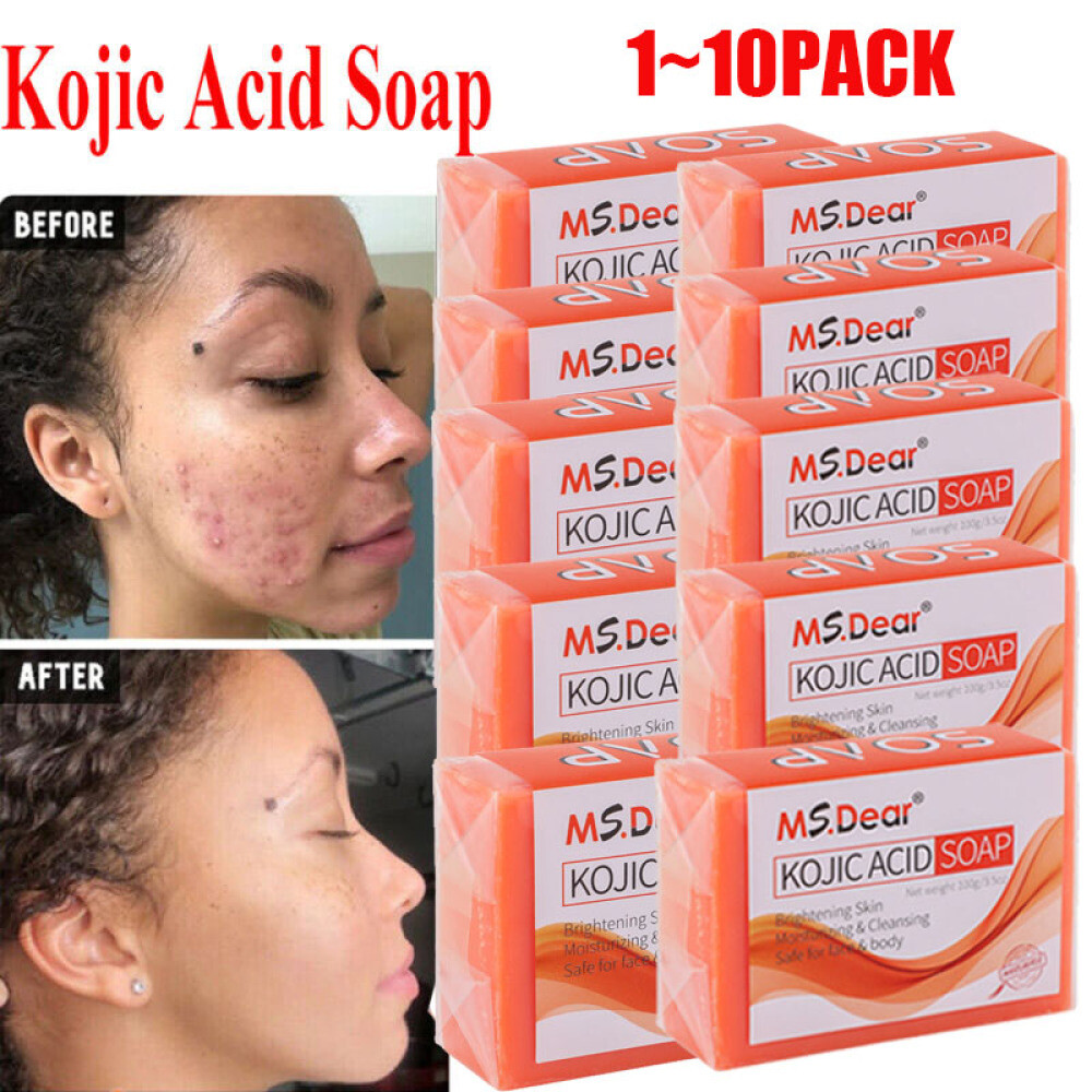 1-10 Kojic Acid Soap Dark Spot Whitening Turmeric Skin Bleaching Lightening 100G