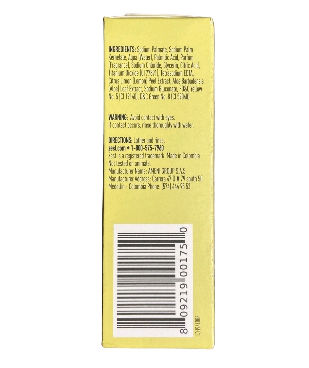🆕️ ZEST 7.05 Oz BAR ●LEMON PEEL EXTRACT & ALOE● Hydrating & Deodorizing Soap🫧.
