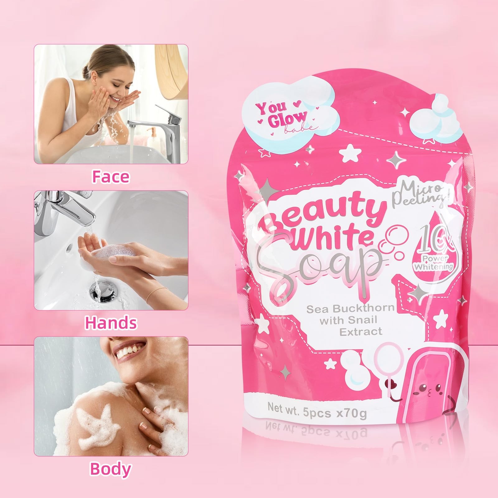 You Glow Babe, You Glow Babe Soap, Sea Buckthorn with Snail Extract, Moisturi…