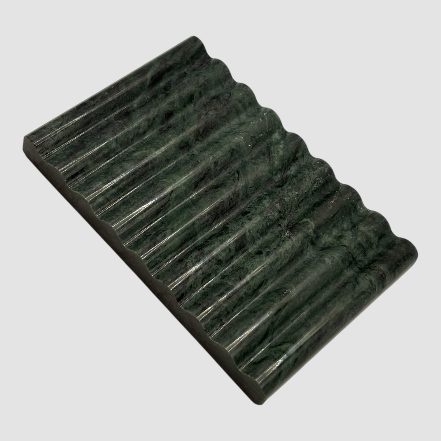 Flamingo Estate Green Leaf Organic Soap Brick with Verde Indio Green Marble Dish